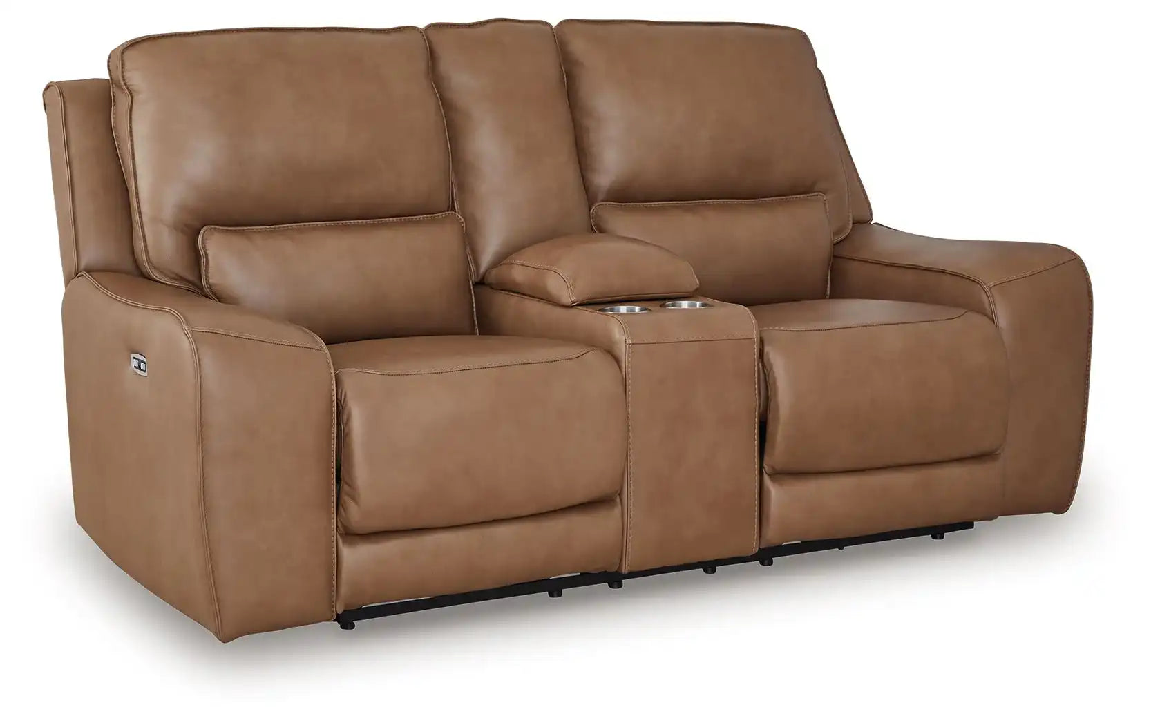 DeepWakes - Power Reclining Loveseat / Console / Adjustable Headrest - Caramel - Best Buy Furniture