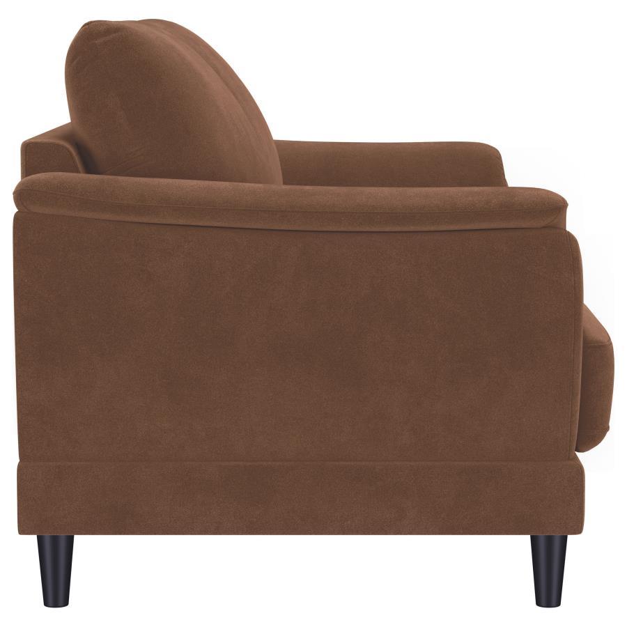 Selma - Velvet Upholstered Crescent Arm Loveseat - Rust - Best Buy Furniture