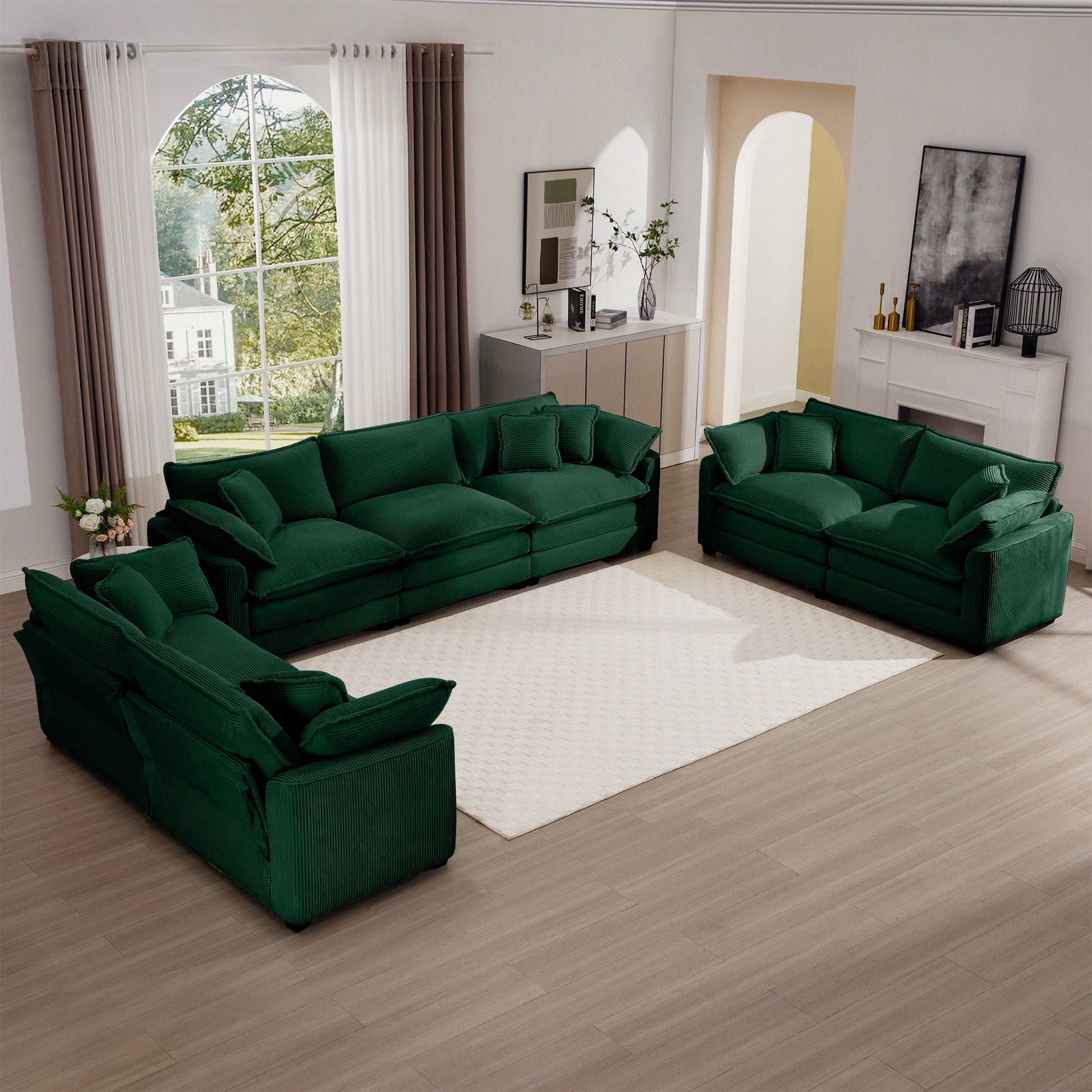Elegant Corduroy Oversized Sectional Sofa Set With Deep Seats And Flexible Layout - Best Buy Furniture