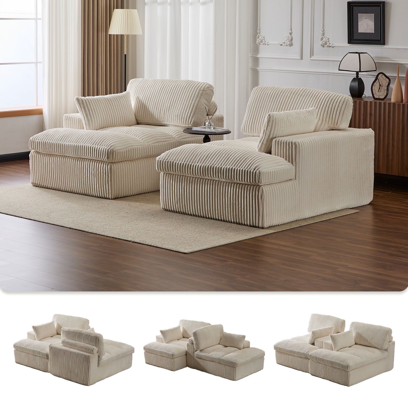 Double Chaise Lounge Chair, Oversized Upholstered Sleeper Cloud Couch - Best Buy Furniture