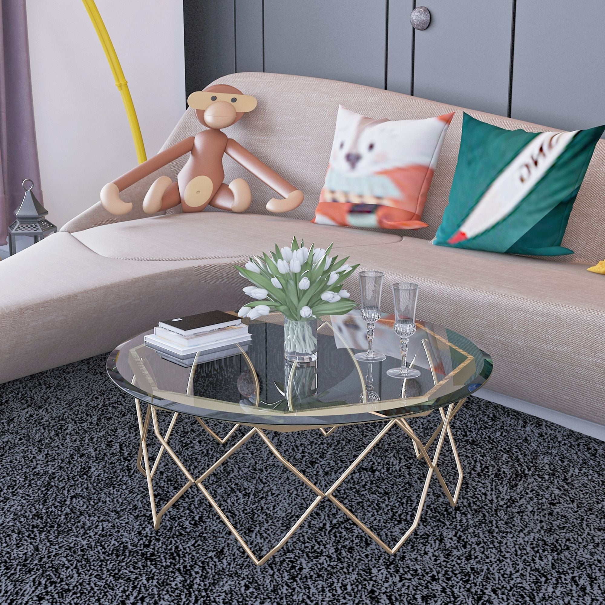 36" Round Tempered Glass Table Top Black Glass Thick Beveled Polished Edge - Best Buy Furniture