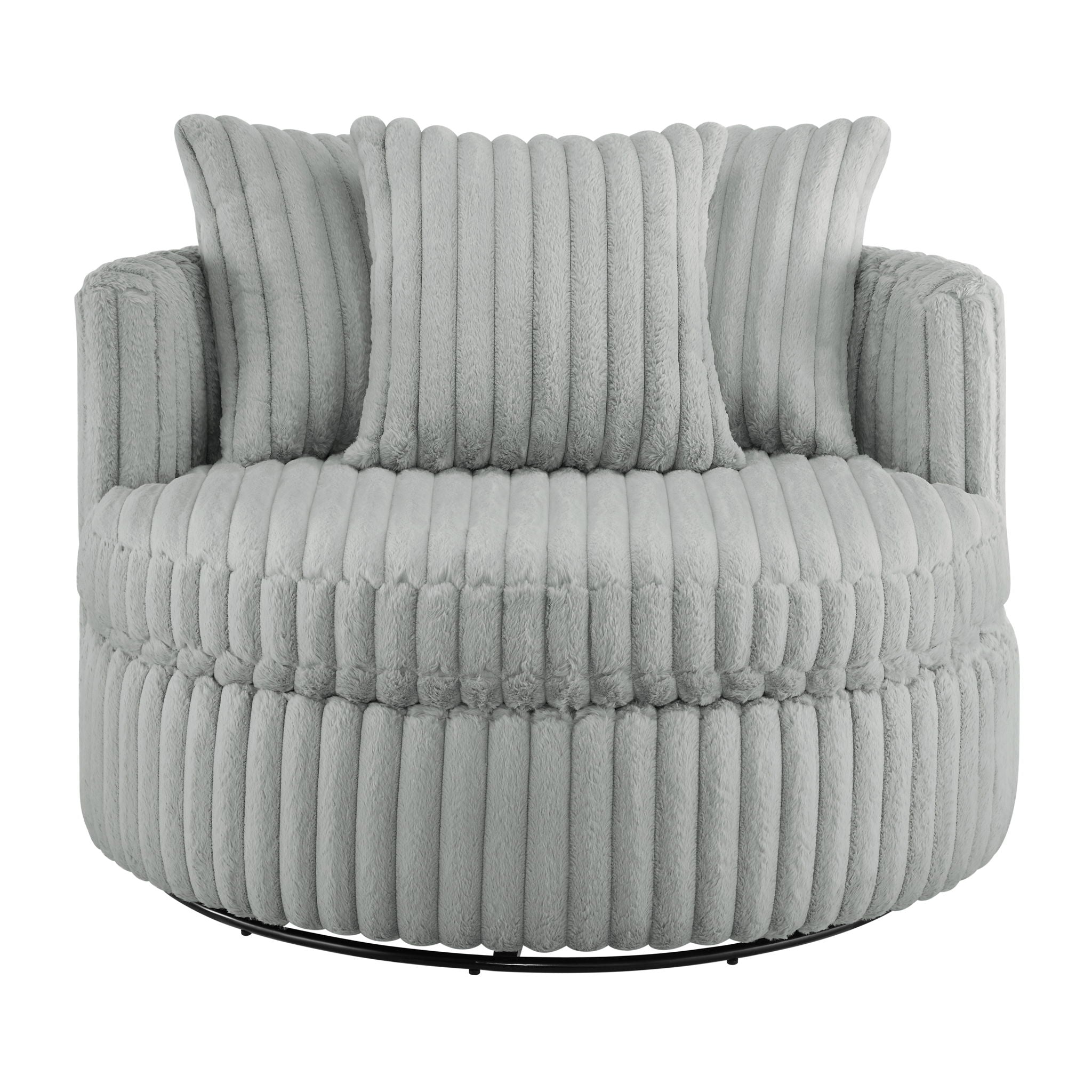 Mindy - Oversized Swivel Barrel Chair - Grey - Best Buy Furniture