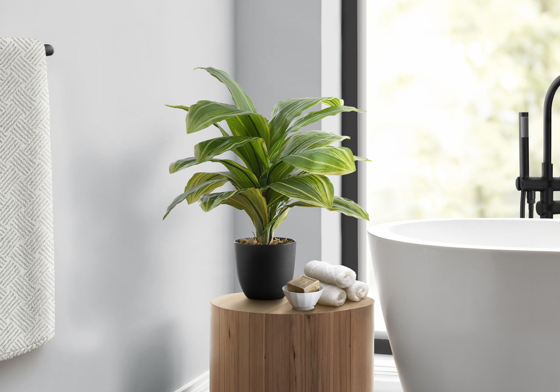 17" Tall, Artificial Plant, Dracaena, Indoor, Faux, Fake, Table, Greenery, Potted, Real Touch, Decorative - Green / Black - Best Buy Furniture