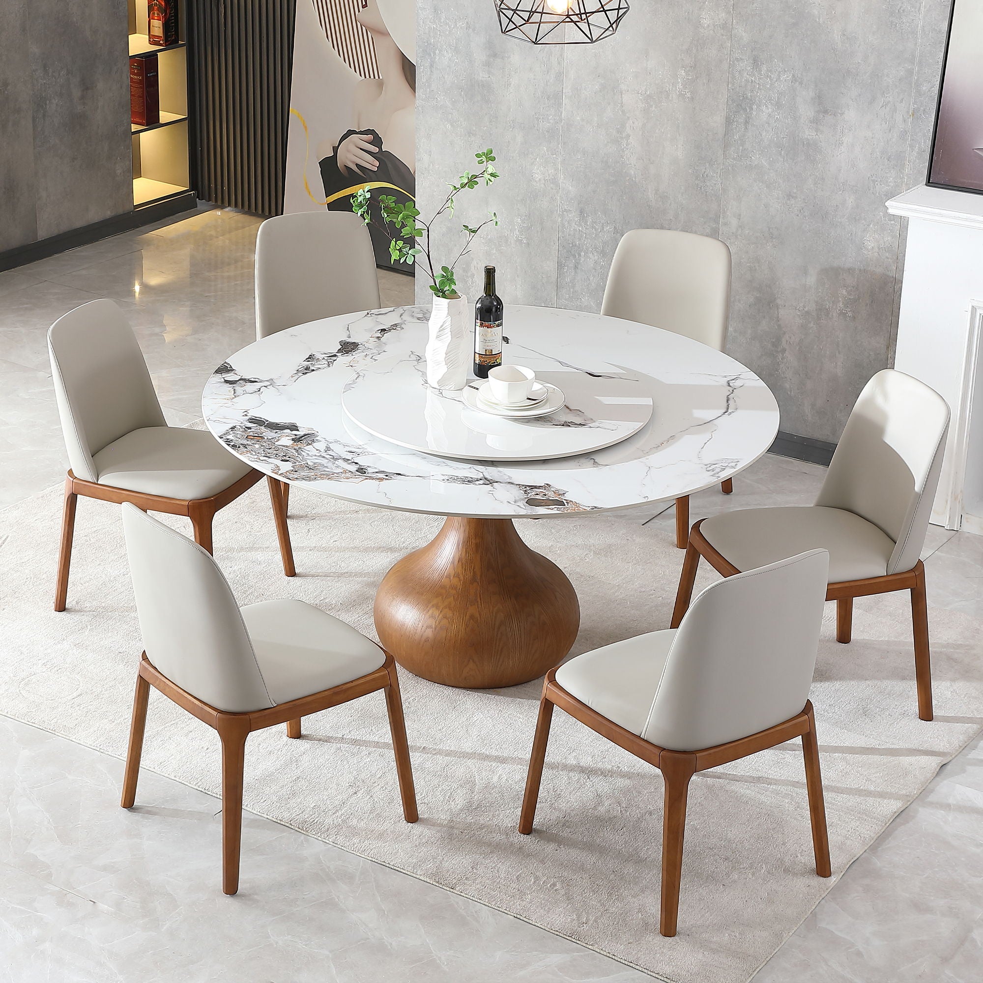 Round Modern Marble Dining Table With Chairs - Best Buy Furniture