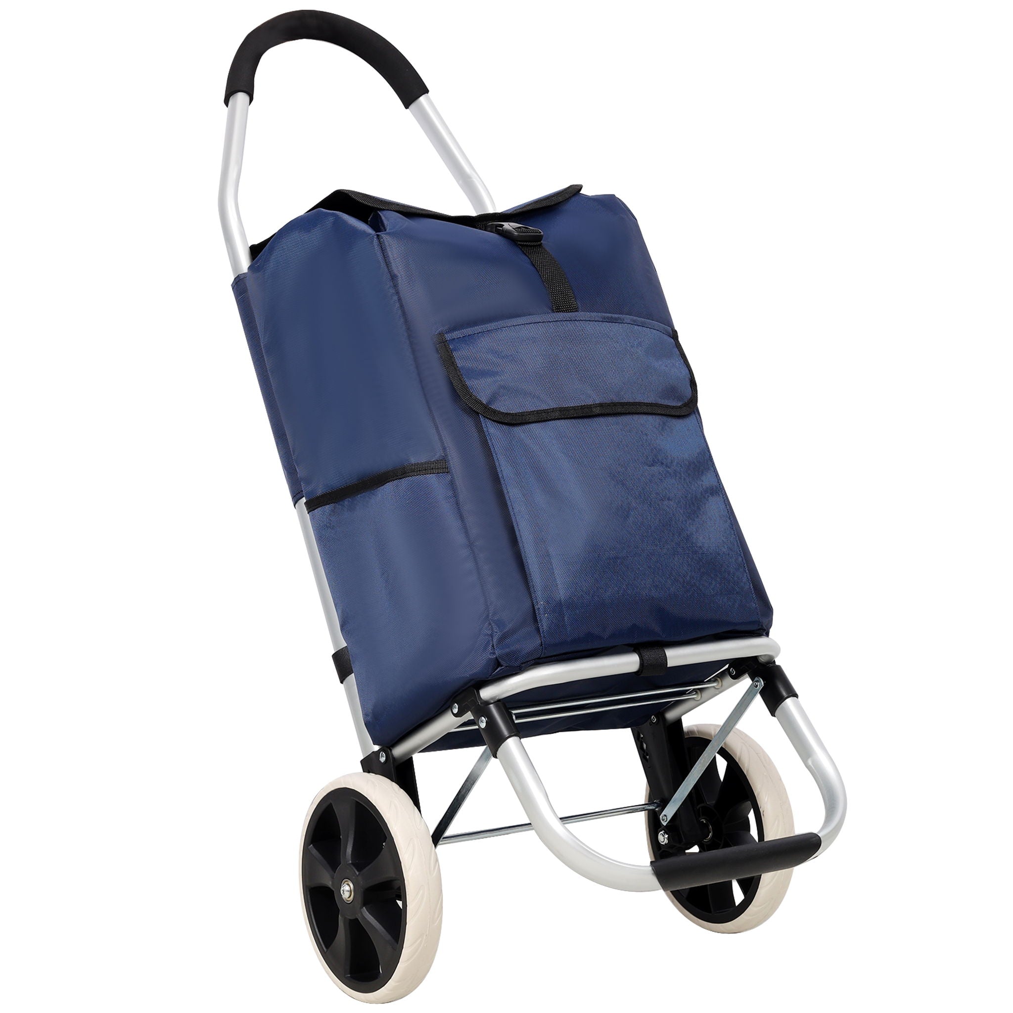 Foldable Shopping Trolley With Wheels And Waterproof Bag - Blue - Best Buy Furniture