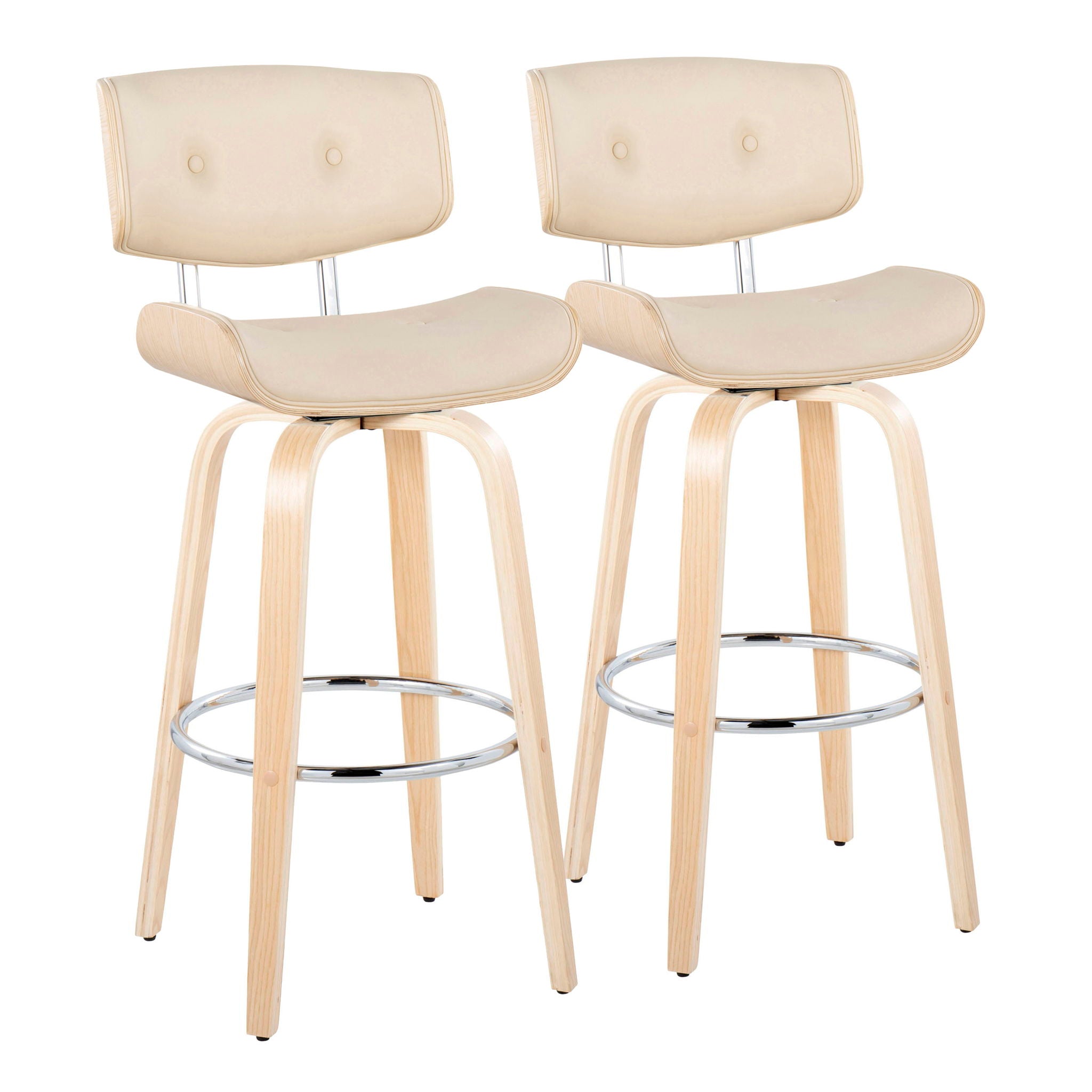 Lombardi - Mid Century Modern Fixed Height Barstool With Swivel With Round Footrest (Set of 2) - Best Buy Furniture