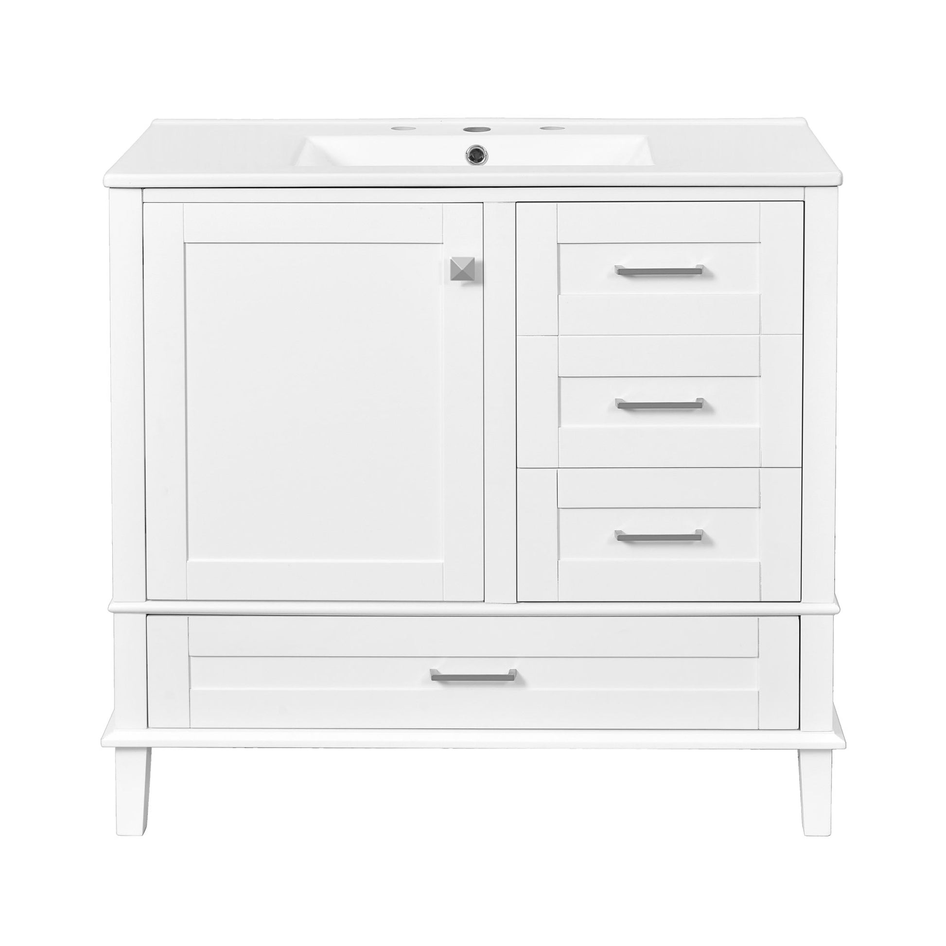 Bathroom Vanity, Modern Bathroom Cabinet With Sink Combo Set, Bathroom Storage Cabinet With A Soft Closing Door And 3 Drawers, Solid Wood Frame - Best Buy Furniture