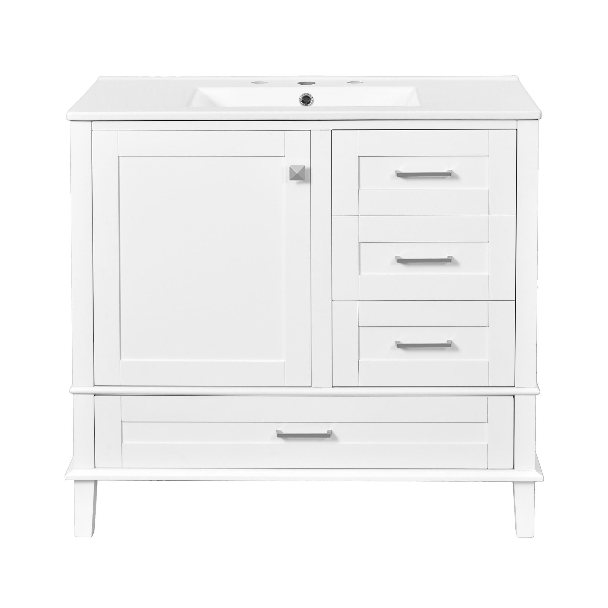 Bathroom Vanity, Modern Bathroom Cabinet With Sink Combo Set, Bathroom Storage Cabinet With A Soft Closing Door And 3 Drawers, Solid Wood Frame - Best Buy Furniture