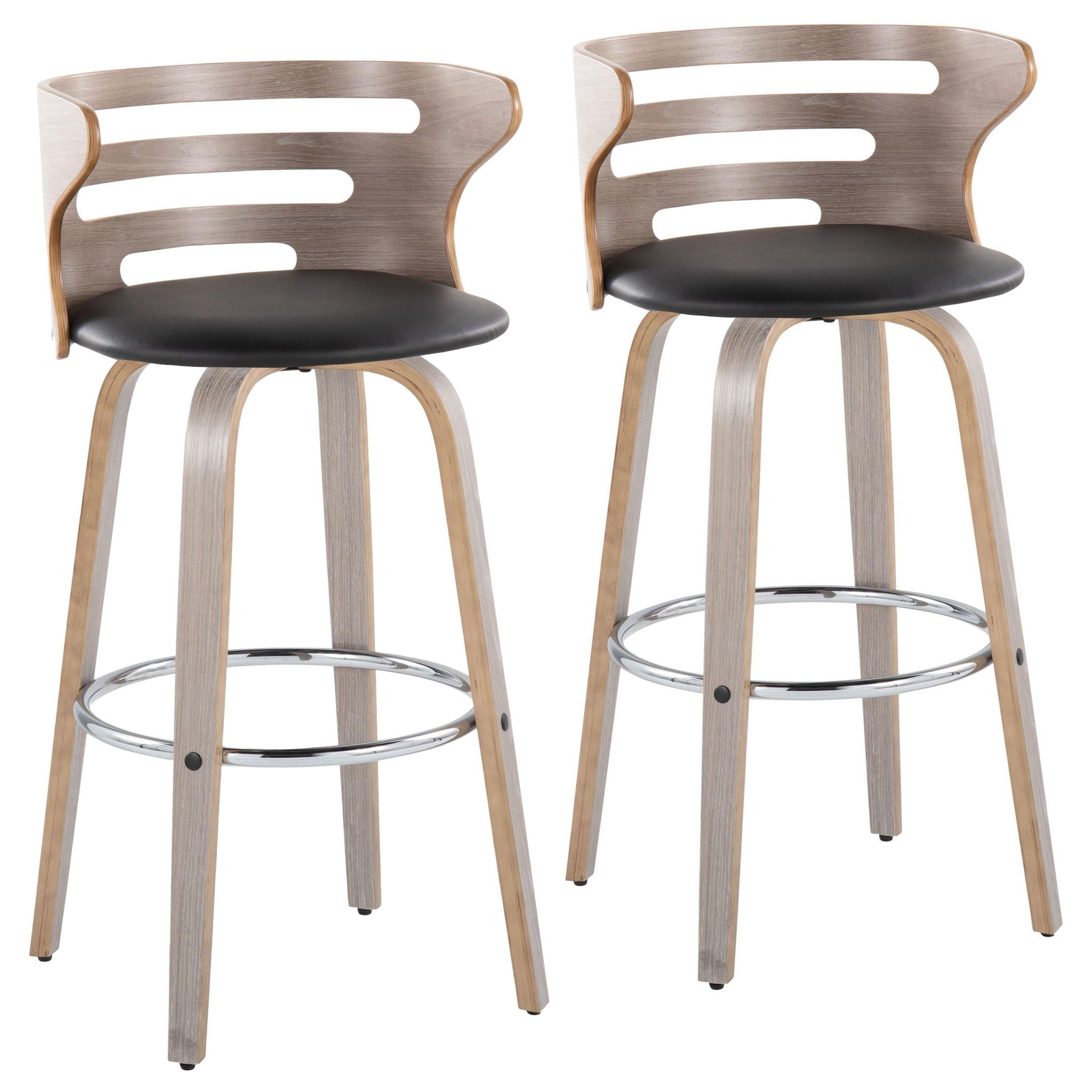 Cosini - Mid Century Modern Fixed Height, Barstool With Swivel With Round Footrest (Set of 2) - Best Buy Furniture