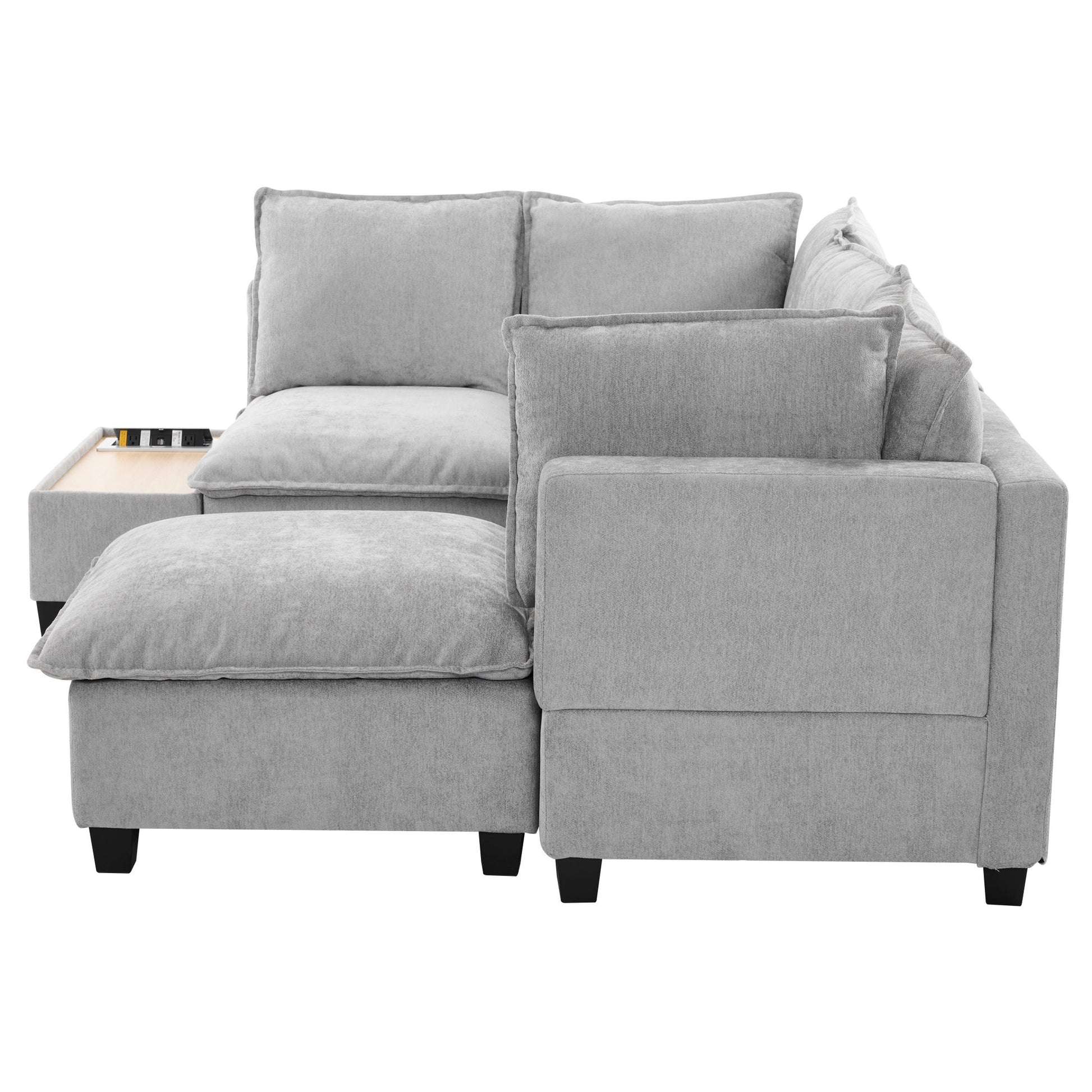 U-Shaped Sectional Modular Sofa With A Movable Ottoman, A Coffee Table With Hidden Charging Devices For Living Room - Best Buy Furniture