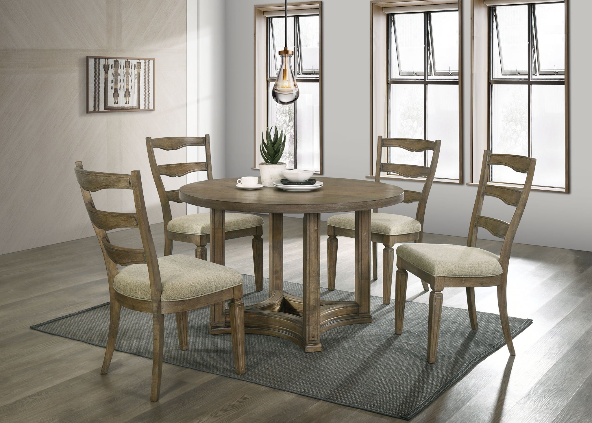 Parfield - 5 Pieces Round Dining Room Set - Light Brown / Oak - Best Buy Furniture