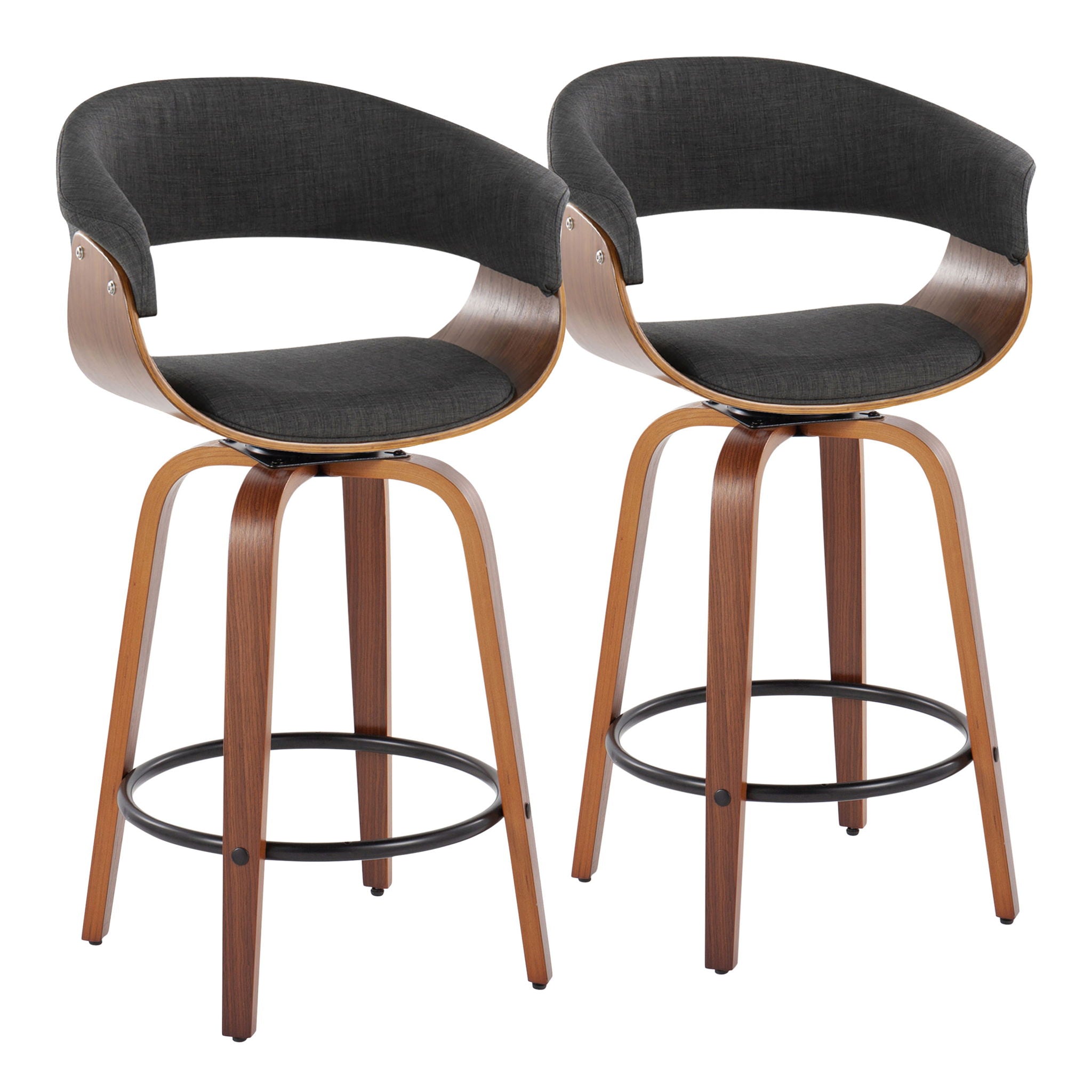Vintage Mod - Mid Century Modern Fixed Height Counter Stool & Swivel With Round Footrest (Set of 2) - Best Buy Furniture