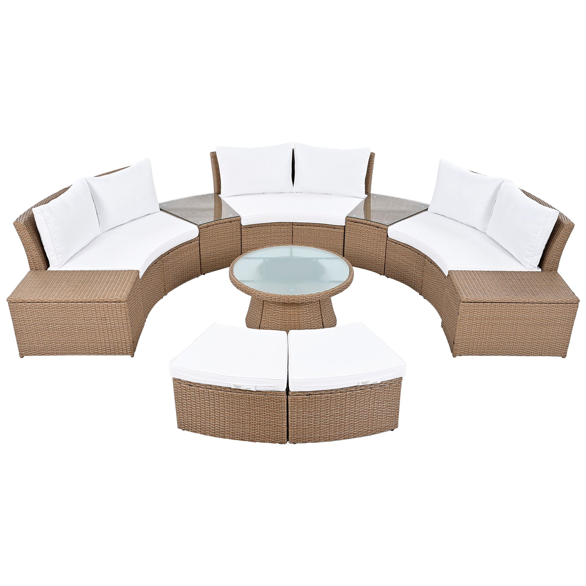 10 Piece Outdoor Sectional Half Round Patio Rattan Sofa Set - Best Buy Furniture