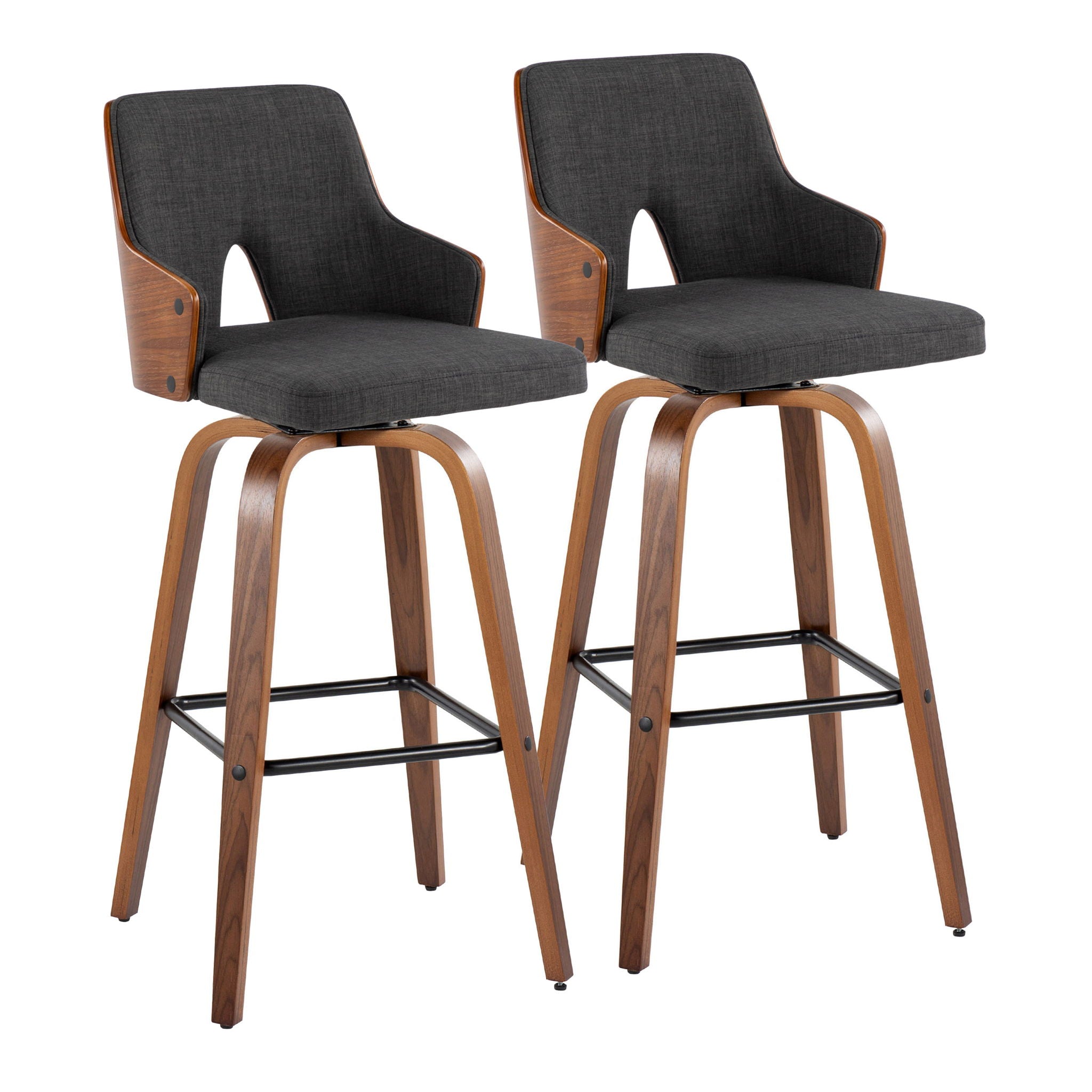 Stella - Mid Century Modern Fixed Height Barstool With Swivel Square Footrest (Set of 2) - Best Buy Furniture
