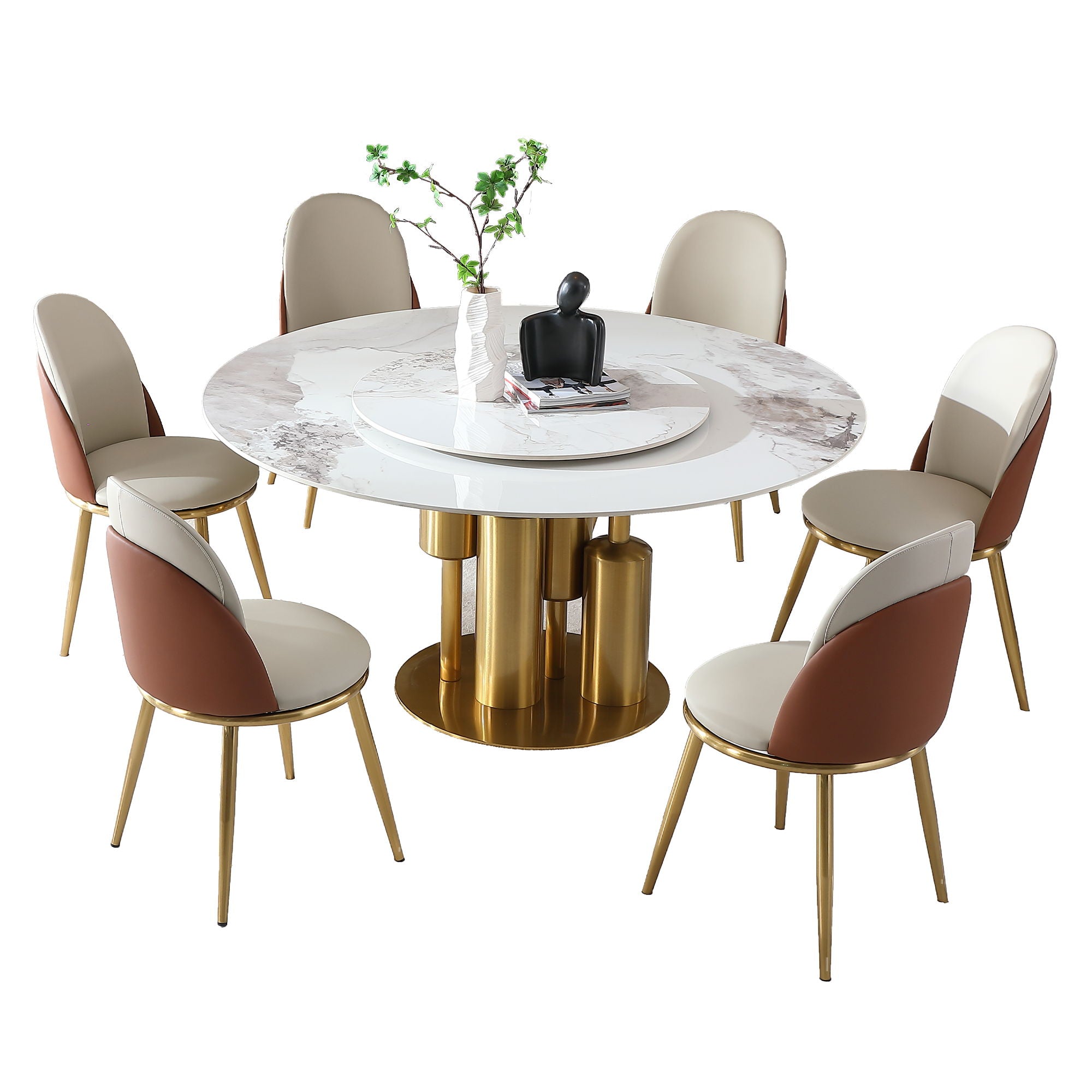 Round Stone Burning Table, Modern Marble Dining Table With Chairs - Best Buy Furniture