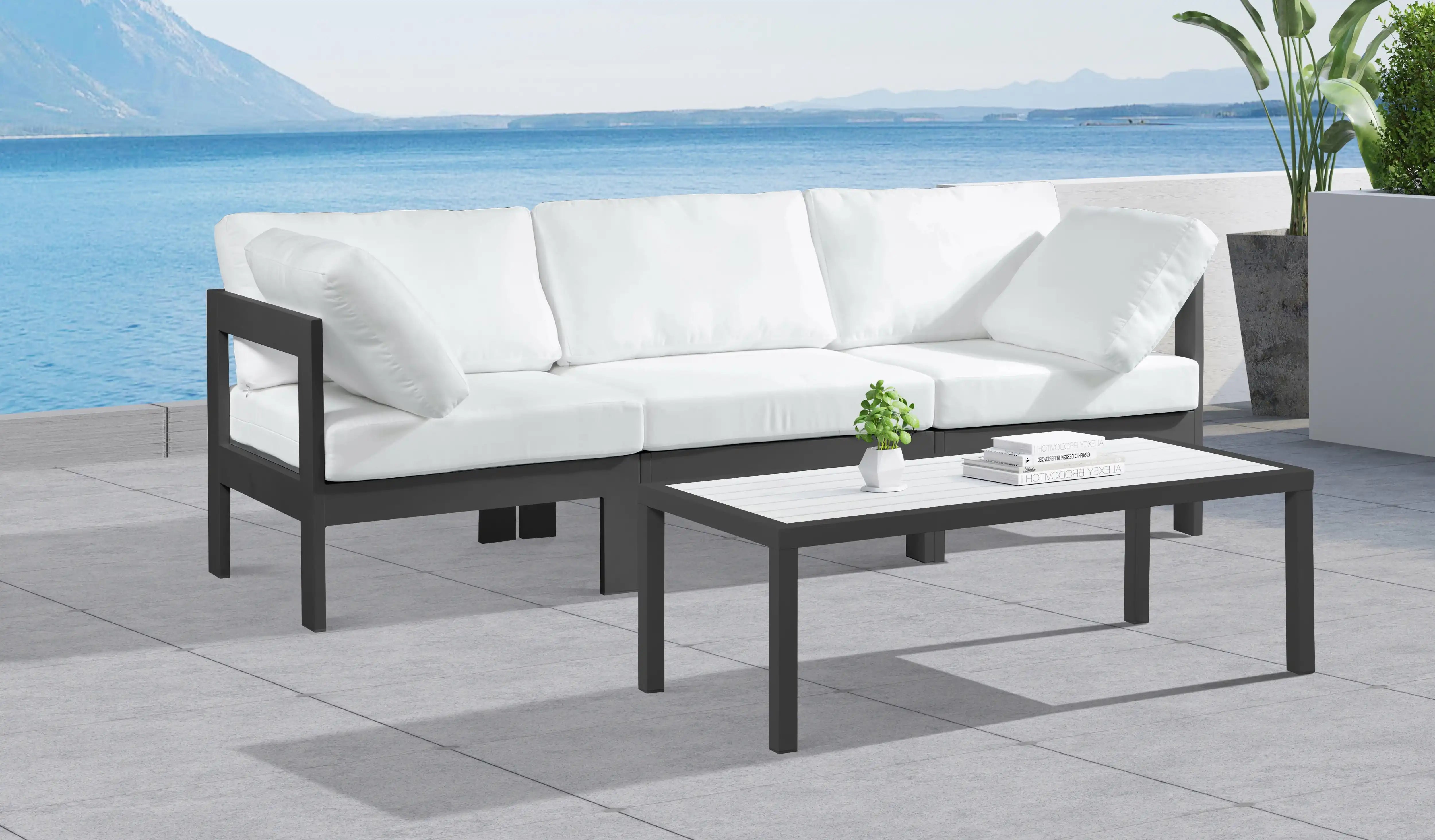 Nizuc - Outdoor Patio 3 Seat Modular Sofa With Gray Frame - Best Buy Furniture