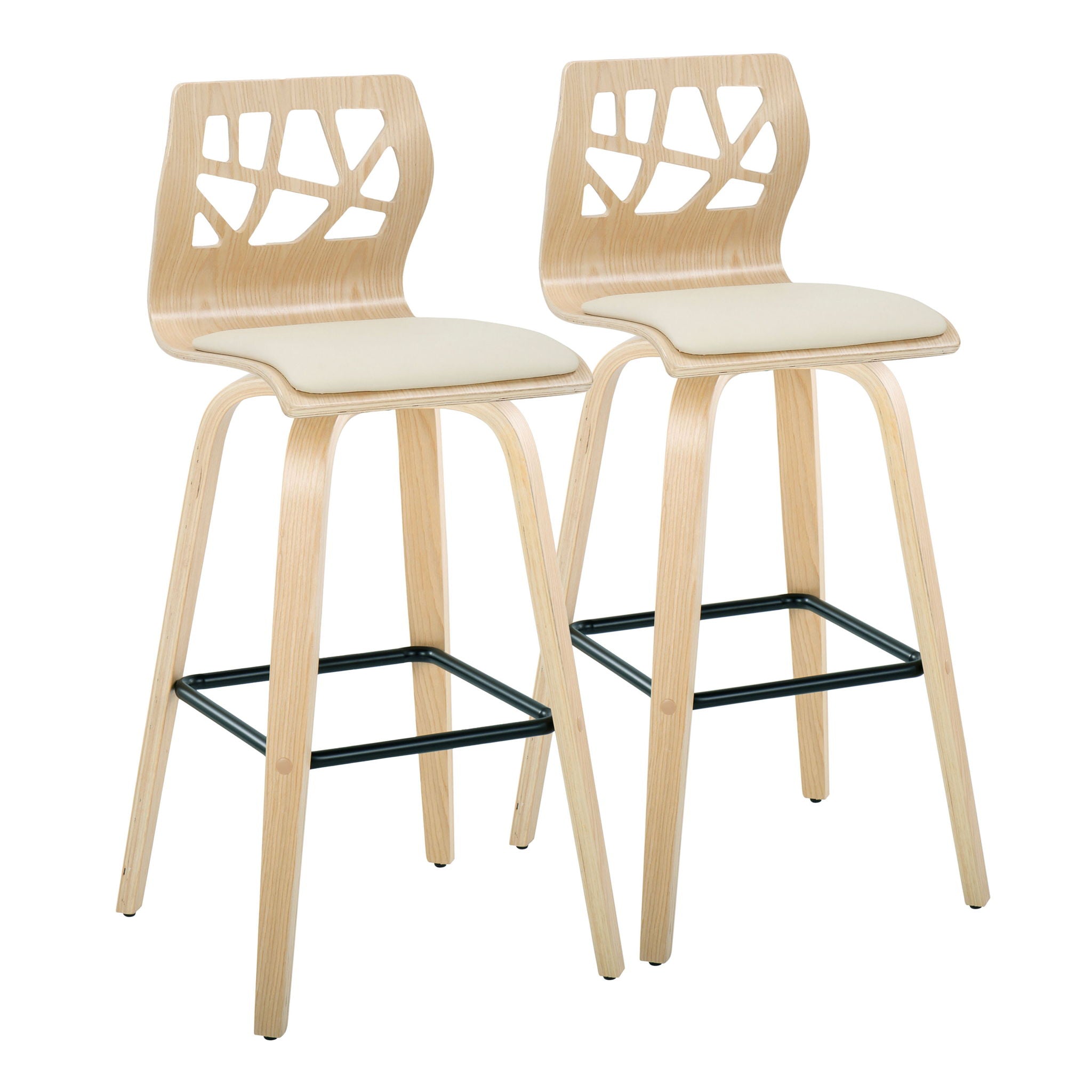 Folia - Contemporary Fixed Height Stool With Swivel With Square Footrest (Set of 2) - Best Buy Furniture