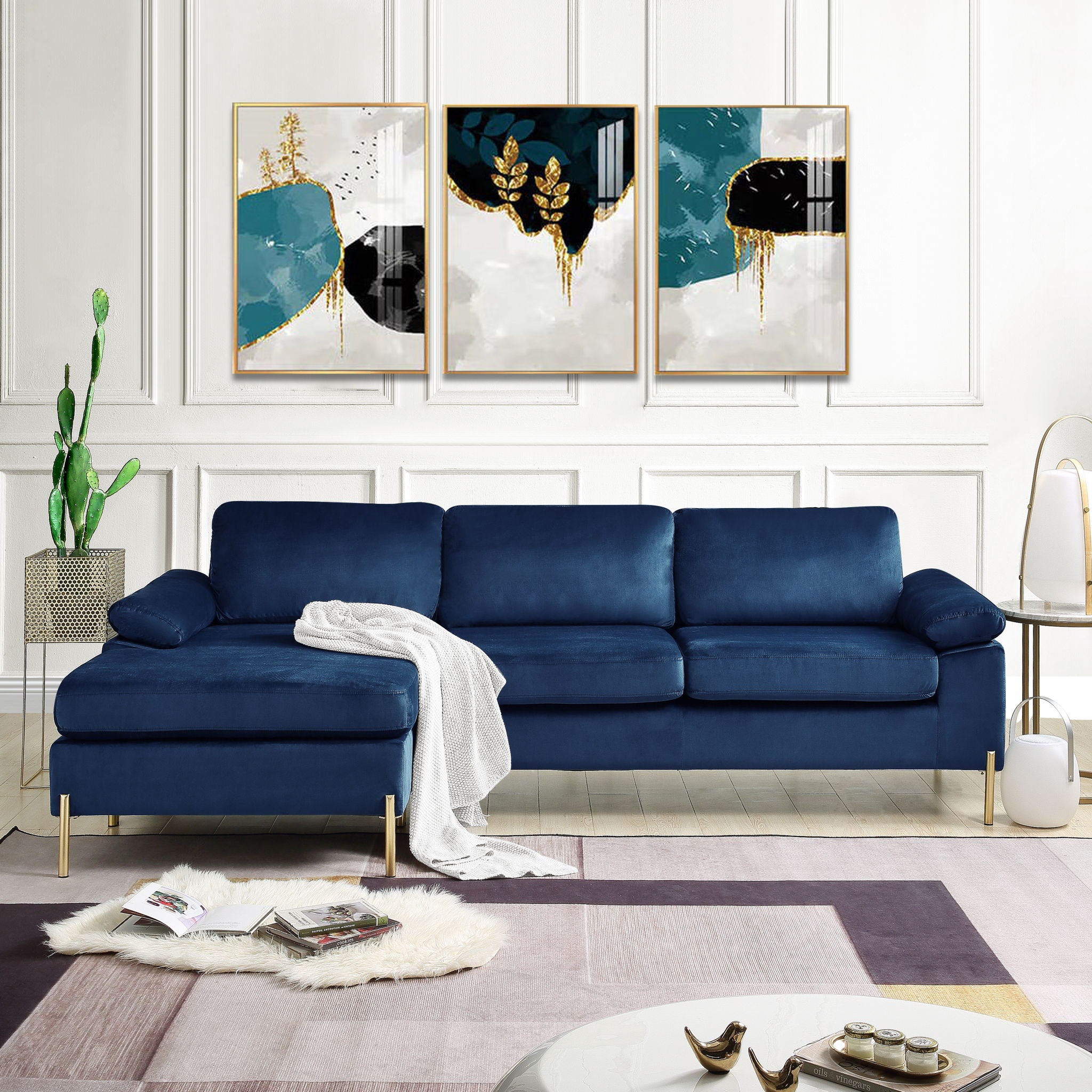 Shannon - Velvet Sectional Sofa With Chaise - Best Buy Furniture
