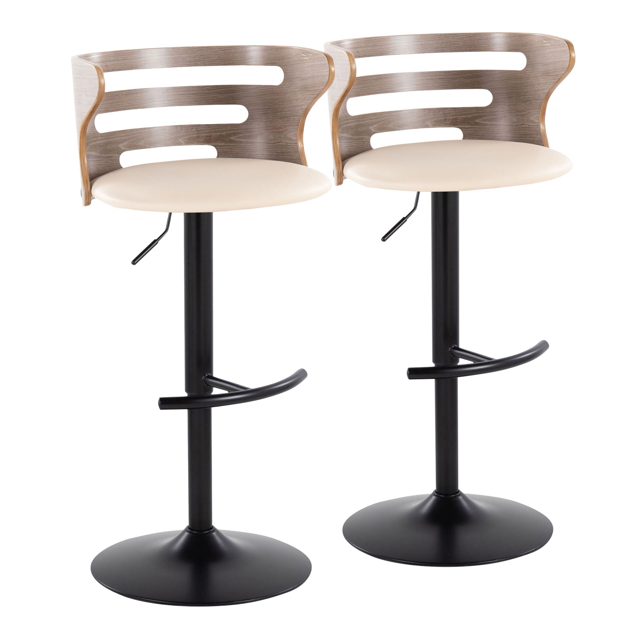Cosi - Mid Century Modern Adjustable Barstool, Swivel With Rounded T Footrest (Set of 2) - Best Buy Furniture