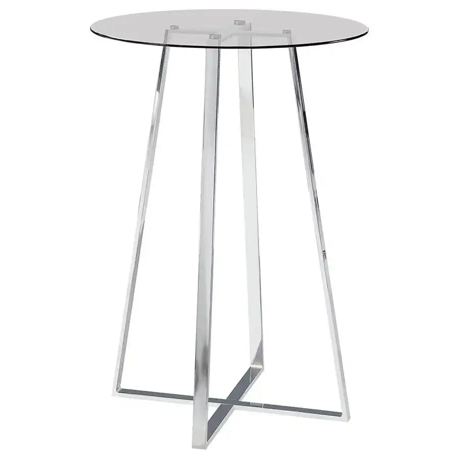 Zanella - Round Glass Top Bistro Bar Table - Chrome - Best Buy Furniture