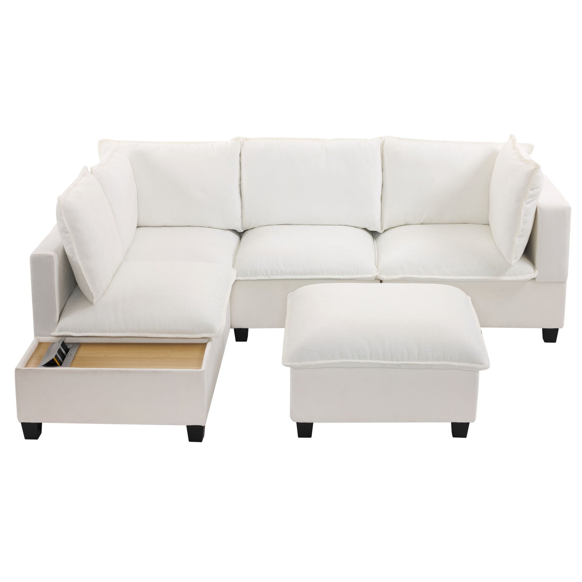 U-Shaped Sectional Modular Sofa With A Movable Ottoman, A Coffee Table With Hidden Charging Devices For Living Room - Best Buy Furniture