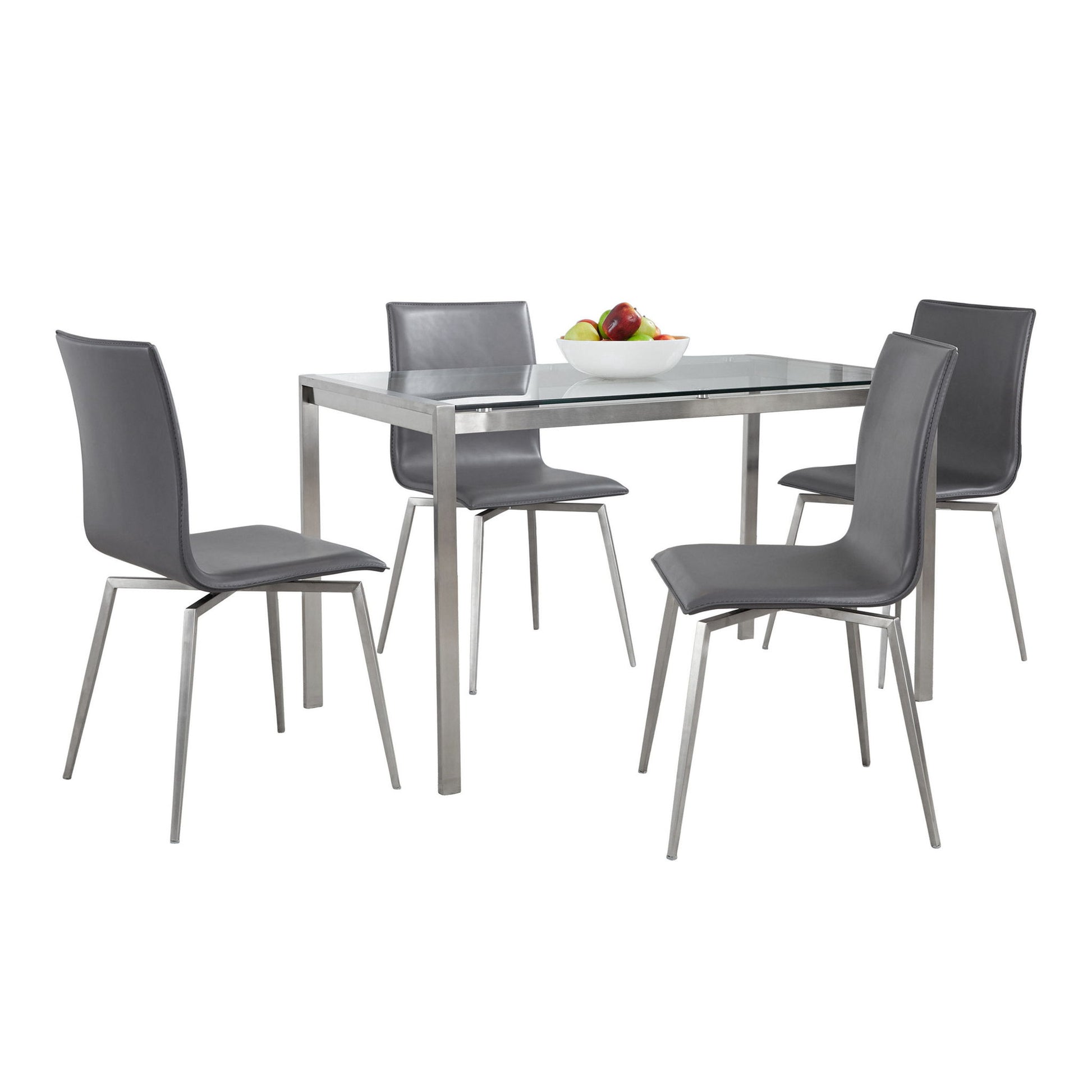 Fuji Mason - Upholstered Swivel Contemporary Dining Set Dining Set, Glass, 5 Piece - Best Buy Furniture