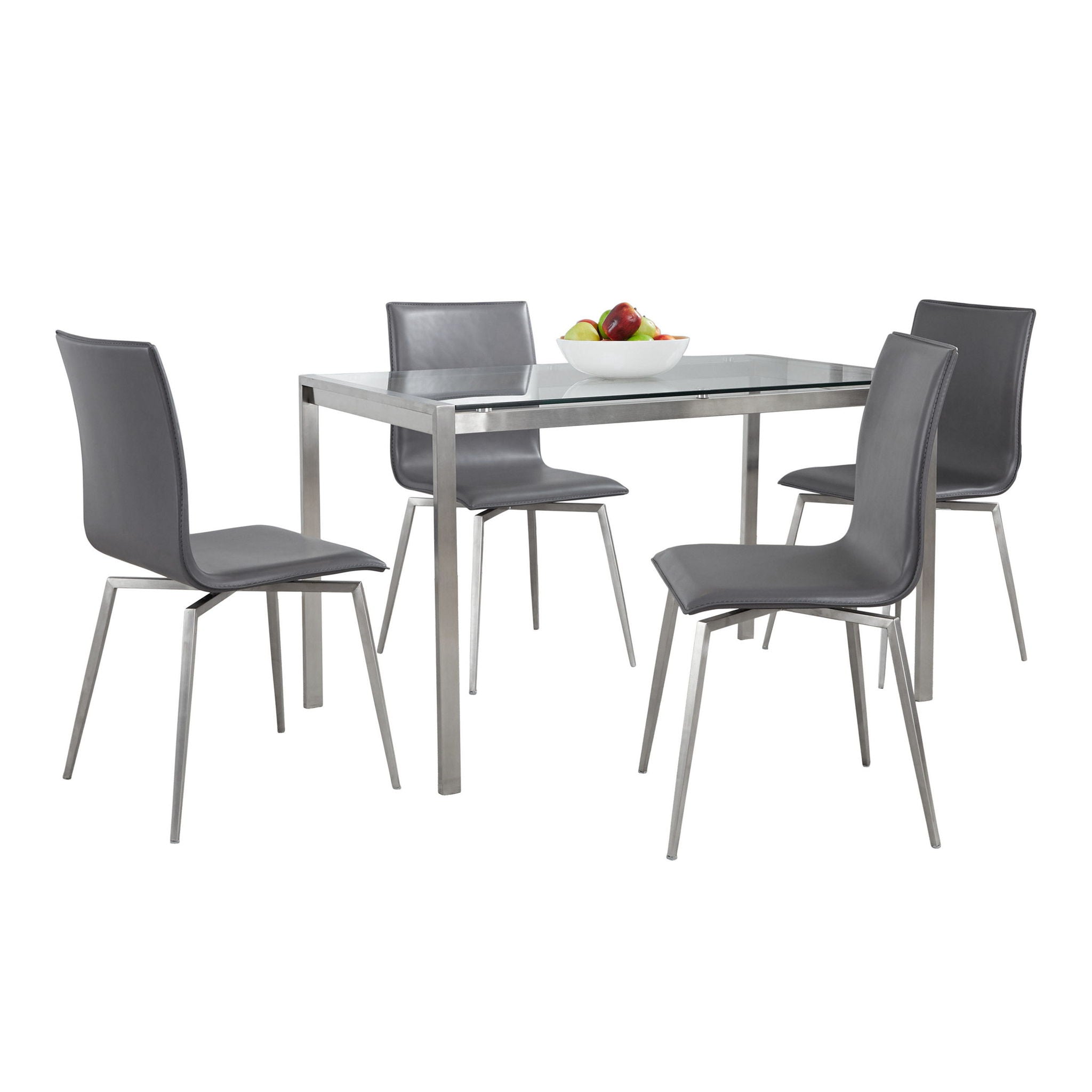 Fuji Mason - Upholstered Swivel Contemporary Dining Set Dining Set, Glass, 5 Piece - Best Buy Furniture
