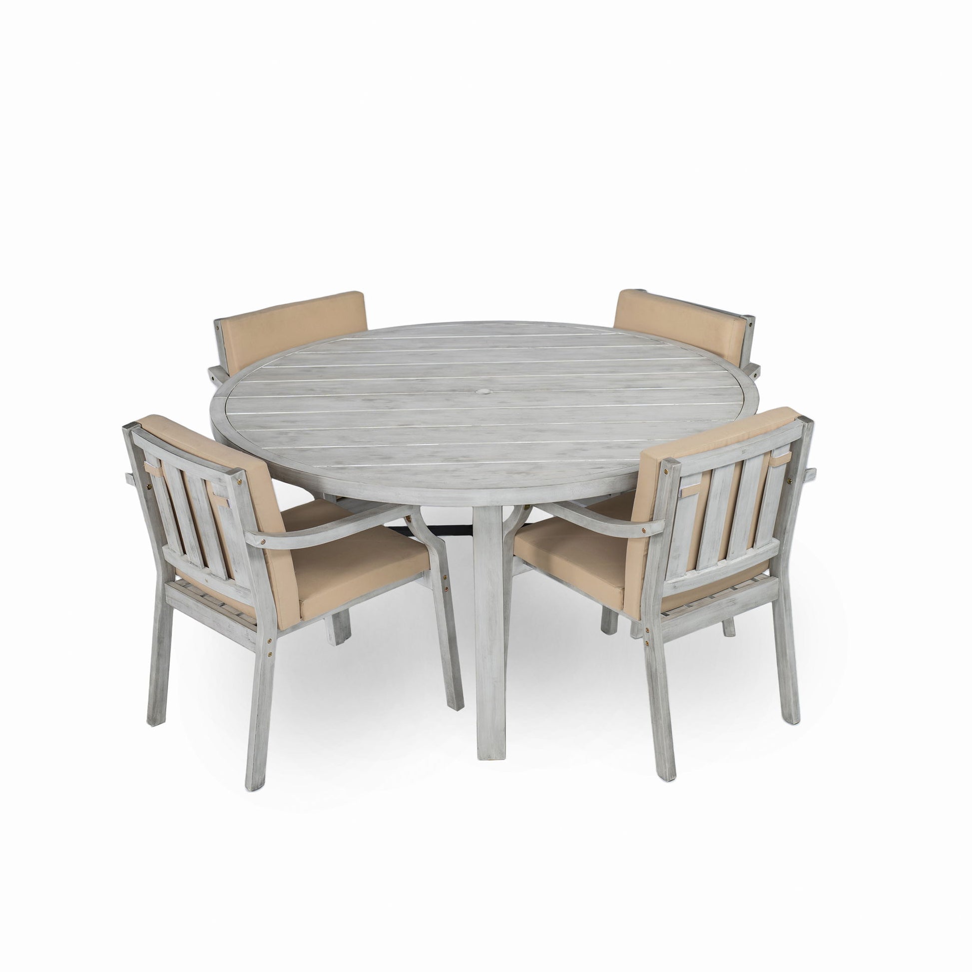 Outdoor Wooden Dinning Set With An Umbrella Hole And Removable Cushions For Patio - Best Buy Furniture