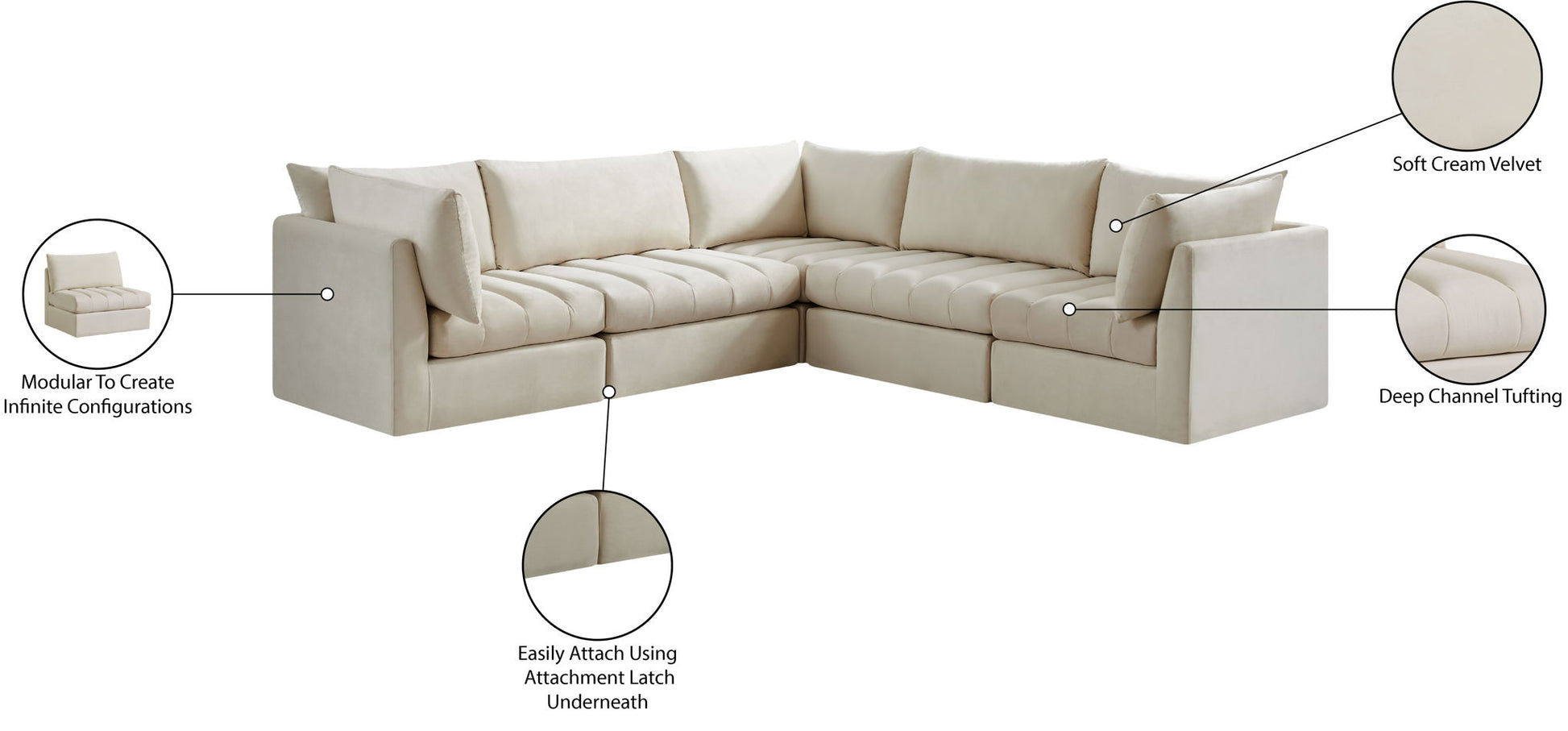 Jacob - Modular Corner Sectional 5 Piece - Best Buy Furniture