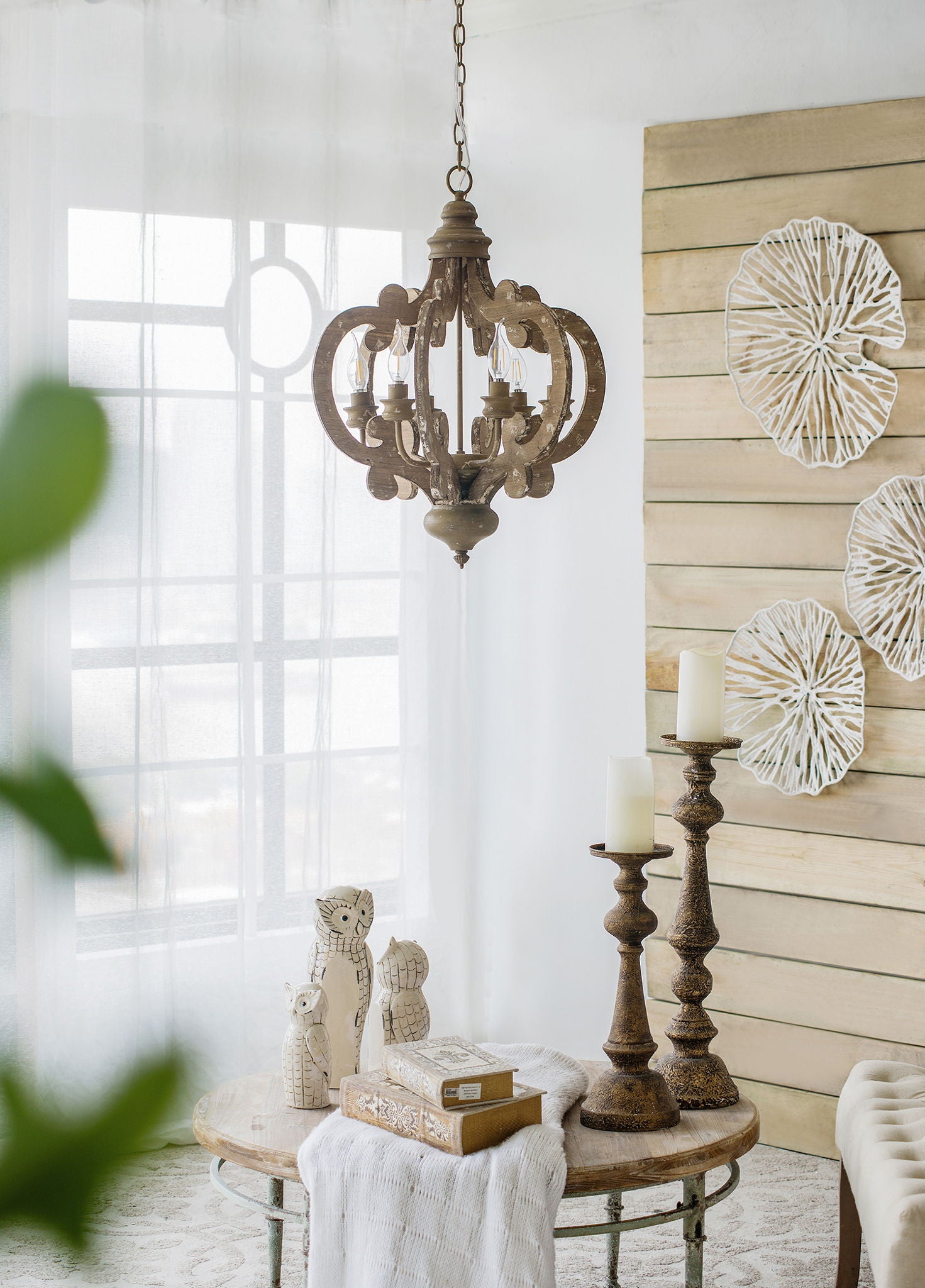 Farmhouse Chandelier, 6 Light Wood Chandelier Pendant Light Fixture With Adjustable Chain For Dining Room Living Room Entryway, Bulb Not Included - Best Buy Furniture