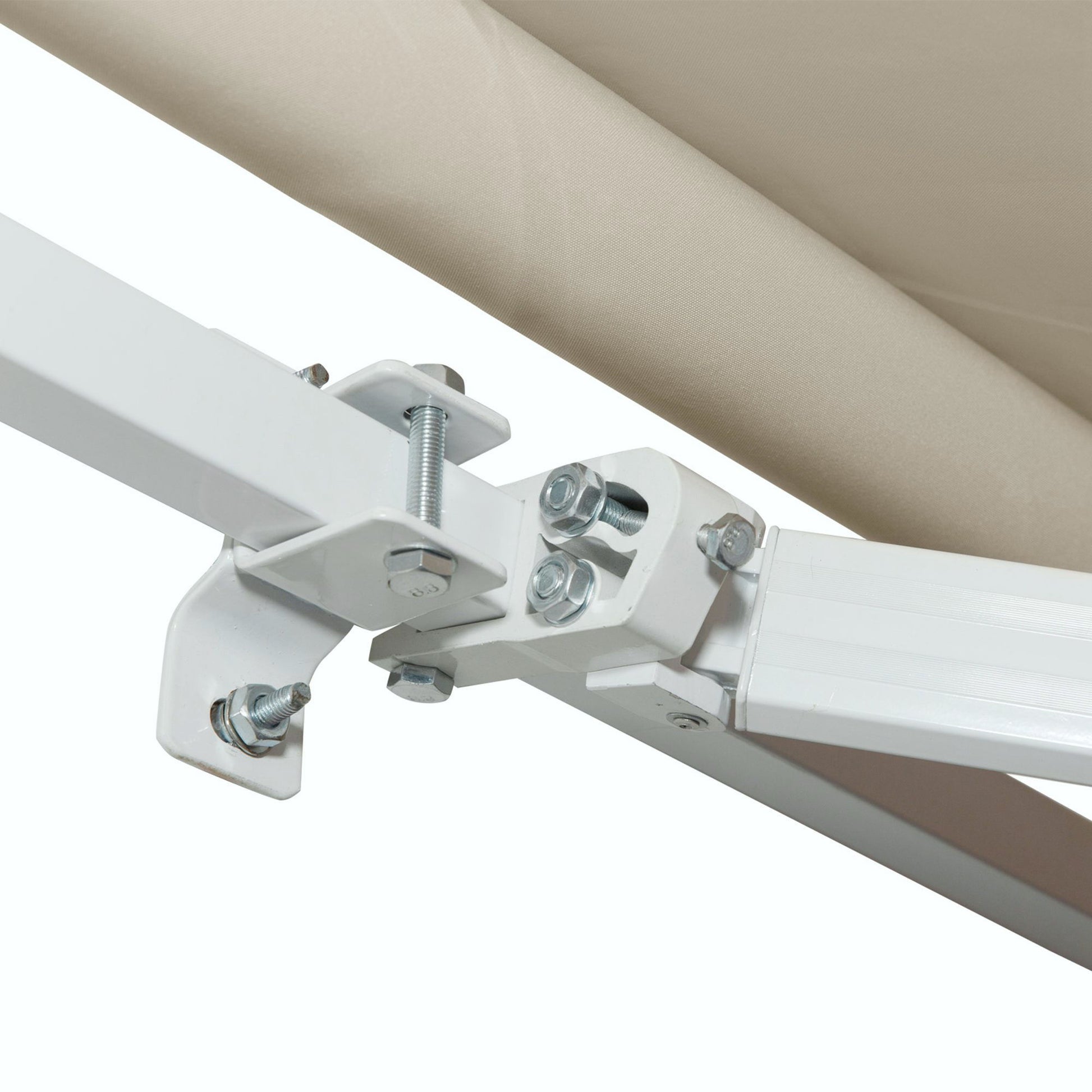 Outsunny - 12' x 8' Retractable Awning Patio Awnings Sun Shade Shelter With Manual Crank Handle, 280G / M² Uv & Water-Resistant Fabric And Aluminum Frame For Deck, Balcony, Yard - Cream White - Best Buy Furniture