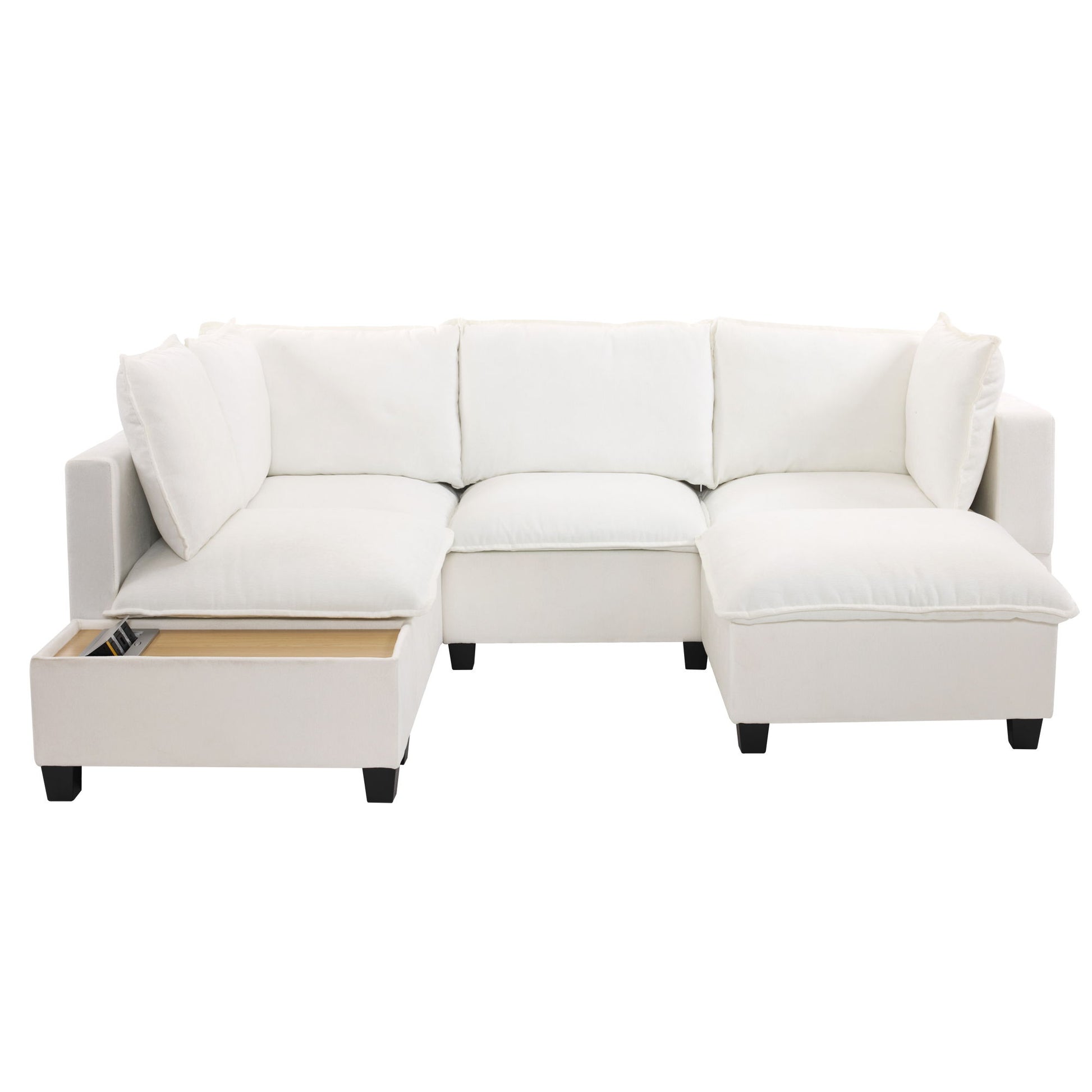 U-Shaped Sectional Modular Sofa With A Movable Ottoman, A Coffee Table With Hidden Charging Devices For Living Room - Best Buy Furniture