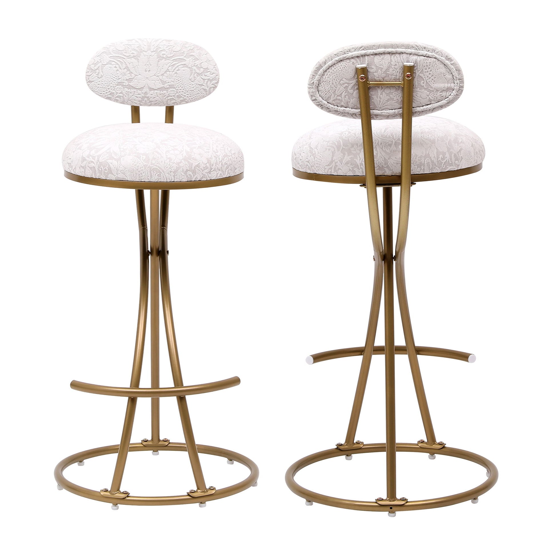 Round Print Bar Stools Upholstered Chairs For Kitchen (Set of 2) - Best Buy Furniture