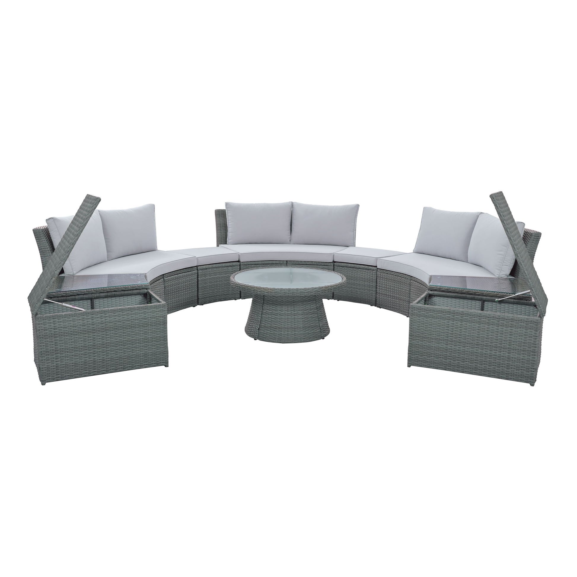 10 Piece Outdoor Sectional Half Round Patio Rattan Sofa Set - Best Buy Furniture