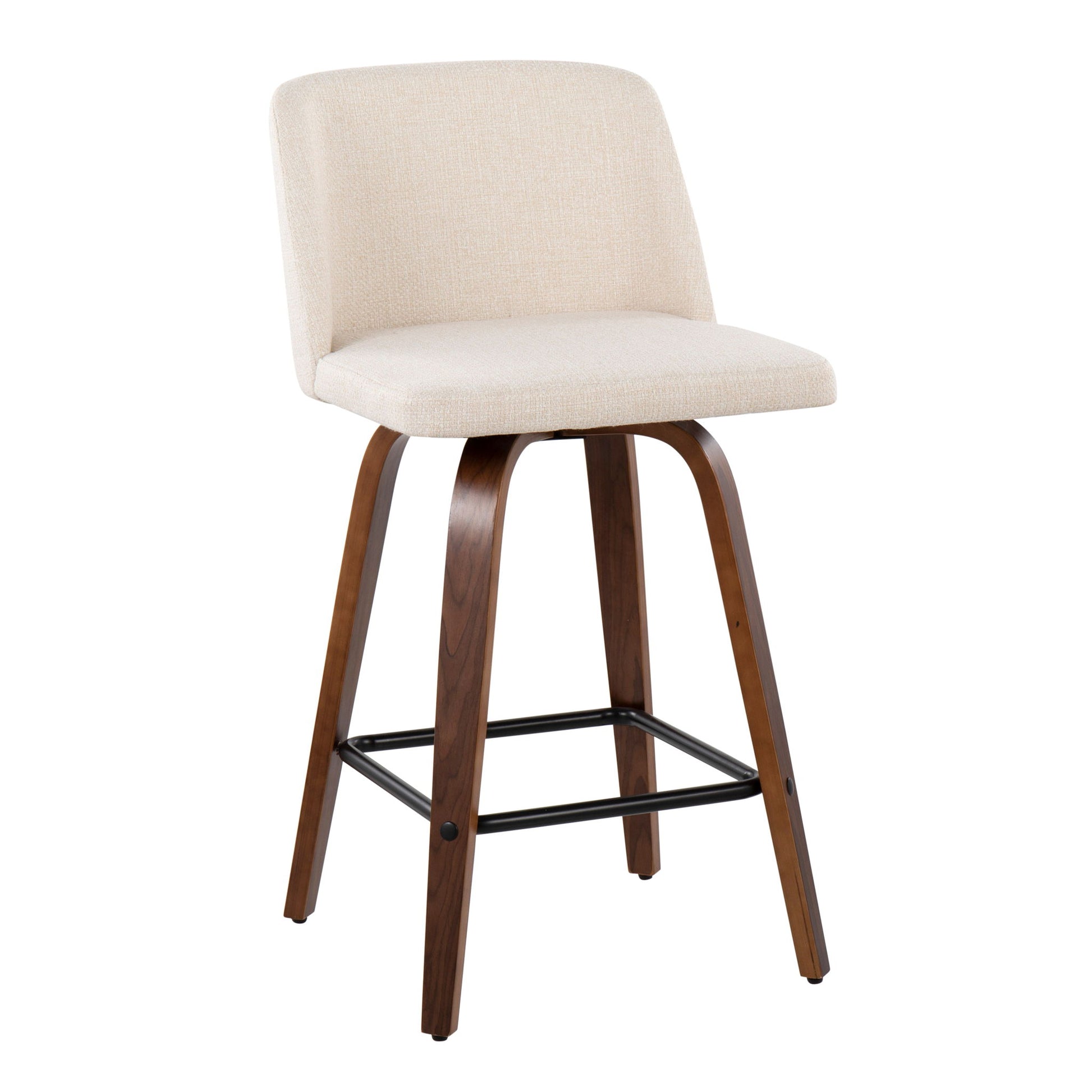 Toriano - Mid Century Modern Fixed Height Counter Stool & Square Footrest (Set of 2) - Best Buy Furniture