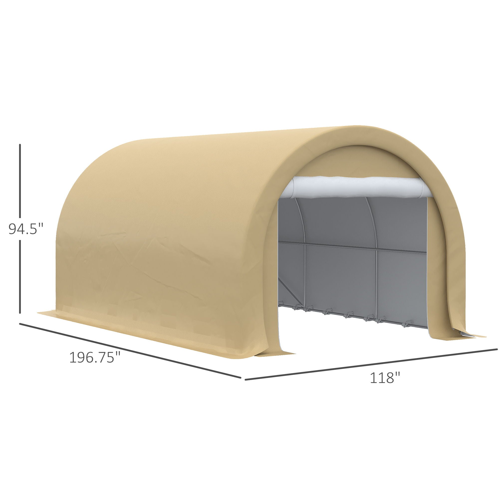 Outsunny - 10' x 16' Carport, Heavy Duty Portable Garage Storage Tent With Large Zippered Door, Anti-Uv Pe Canopy Cover For Car, Truck, Boat, Motorcycle, Bike, Garden Tools, Outdoor Work - Best Buy Furniture