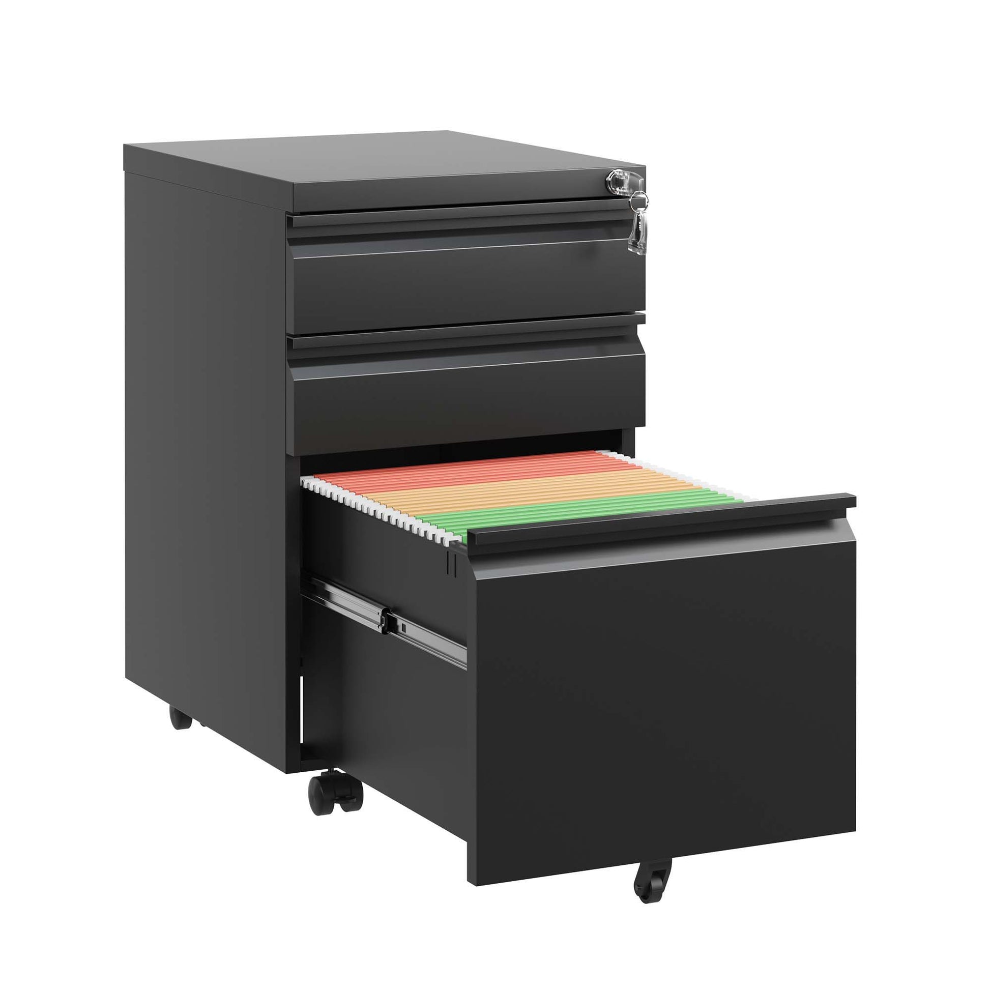 Metal Drawer Mobile File Cabinet With Lock For Home Office Organizer - Best Buy Furniture