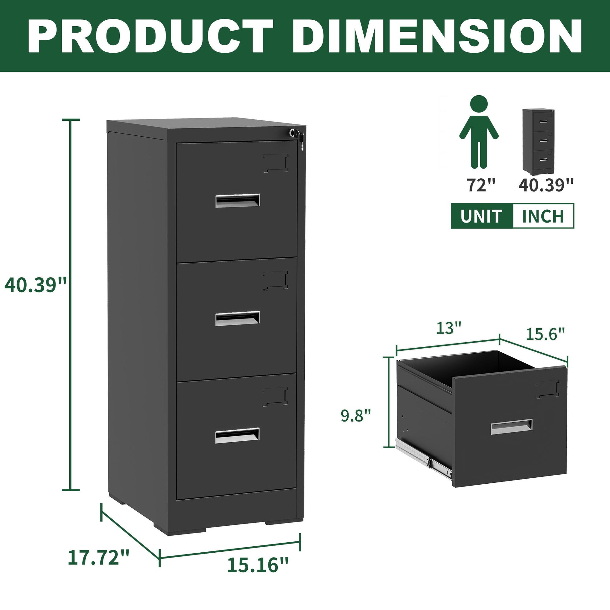 Modern Drawer Metal Vertical File Cabinet With Lock And Card Slot For Office - Best Buy Furniture