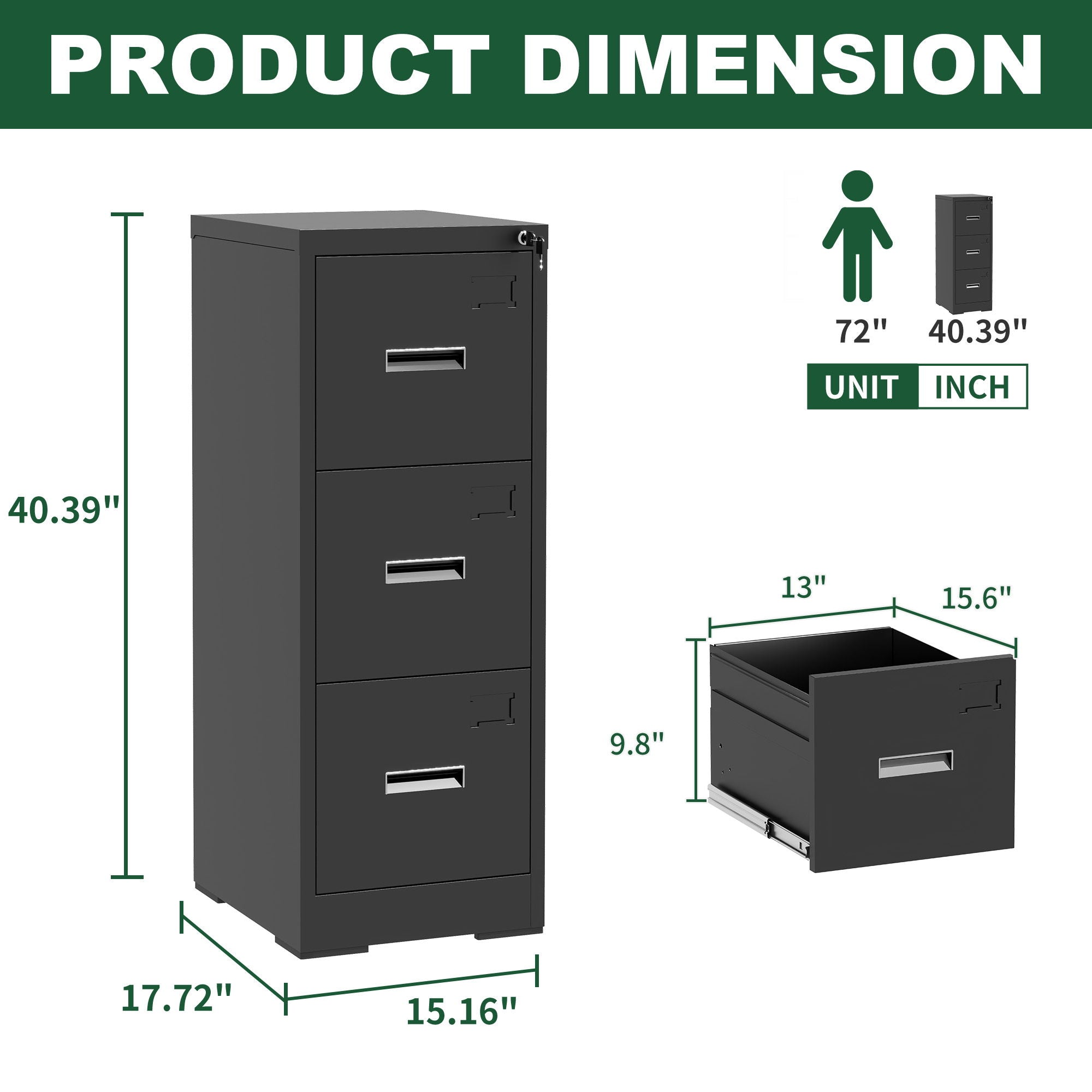 Modern Drawer Metal Vertical File Cabinet With Lock And Card Slot For Office - Best Buy Furniture