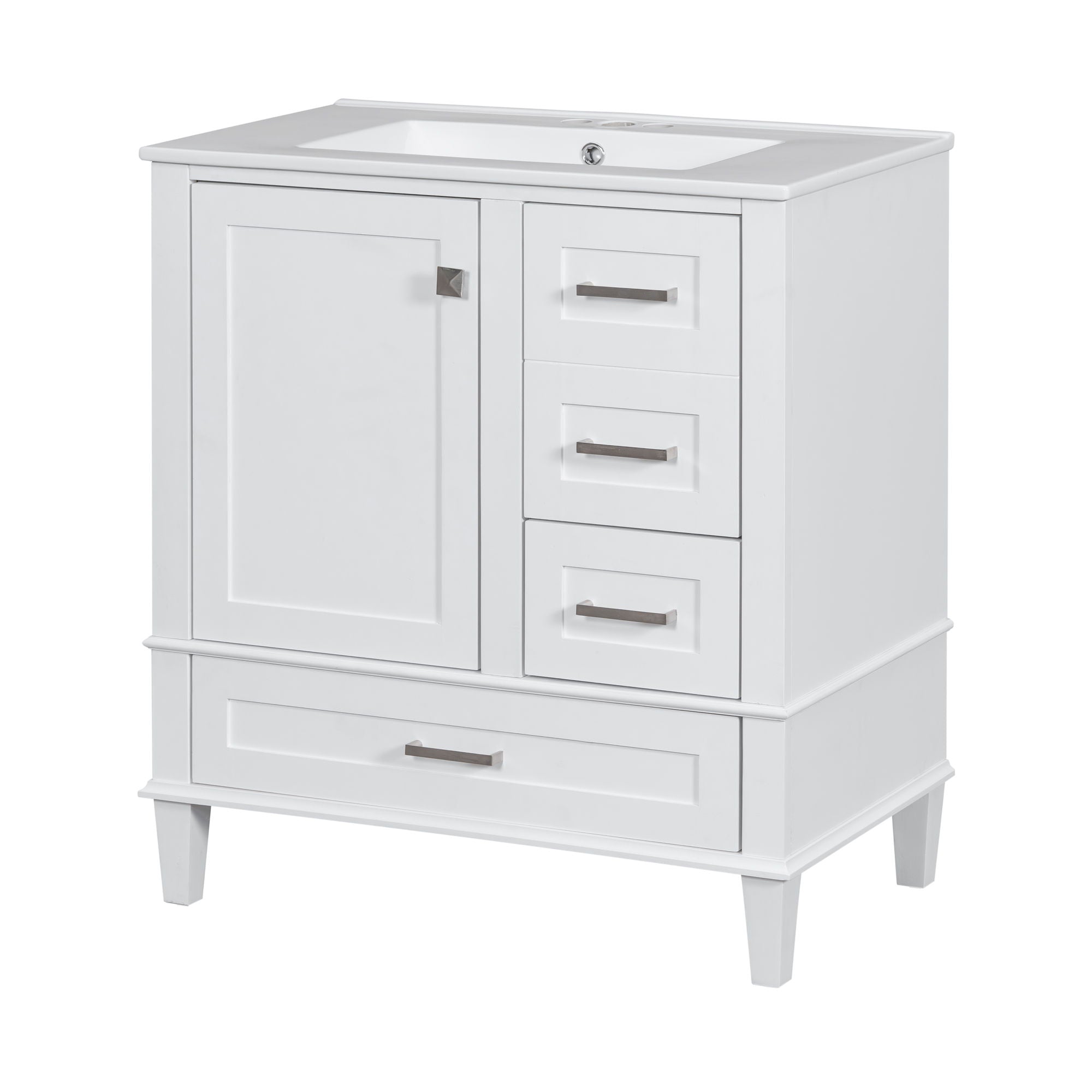 Bathroom Vanity, Modern Bathroom Cabinet With Sink Combo Set, Bathroom Storage Cabinet With A Soft Closing Door And 3 Drawers, Solid Wood Frame - Best Buy Furniture