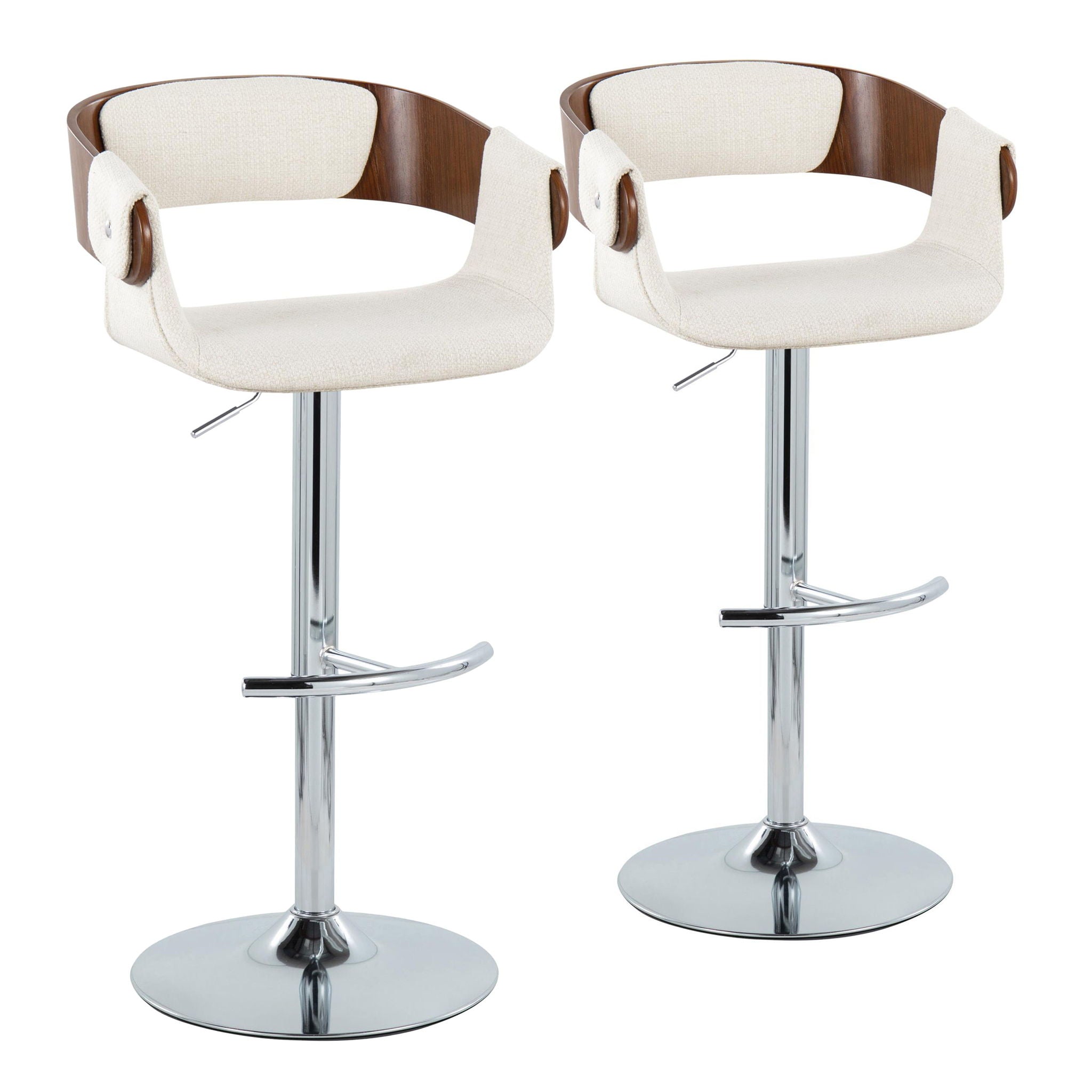 Elisa - Mid Century Modern Adjustable Barstool With Swivel With Rounded T Footrest (Set of 2) - Best Buy Furniture