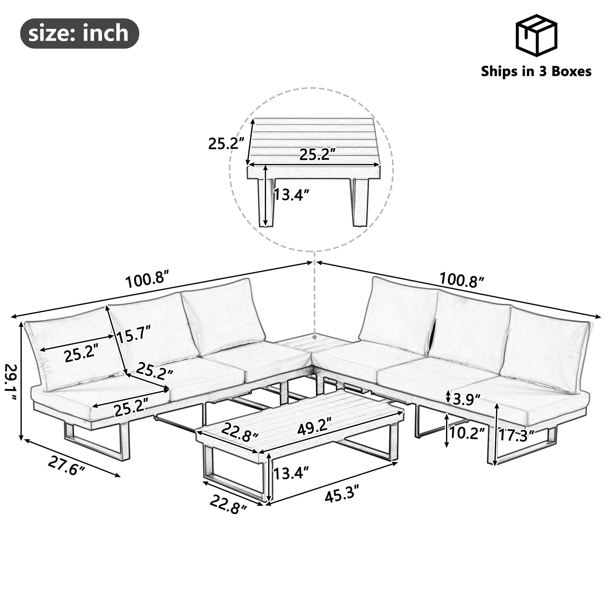 Outdoor Sectional Sofa Set With Adjustable Reclining Seats - Best Buy Furniture