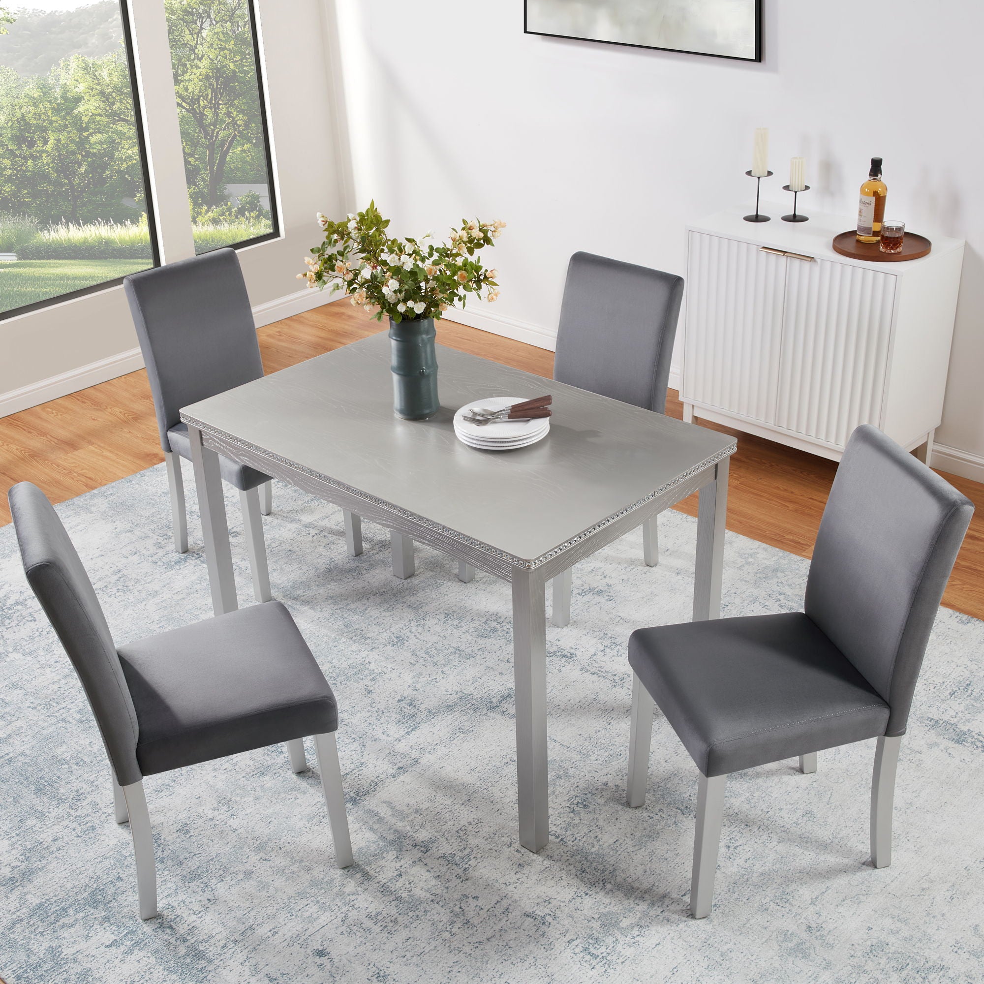 Dining Table Set, Table With A Rectangular Table And Upholstered Chairs - Best Buy Furniture