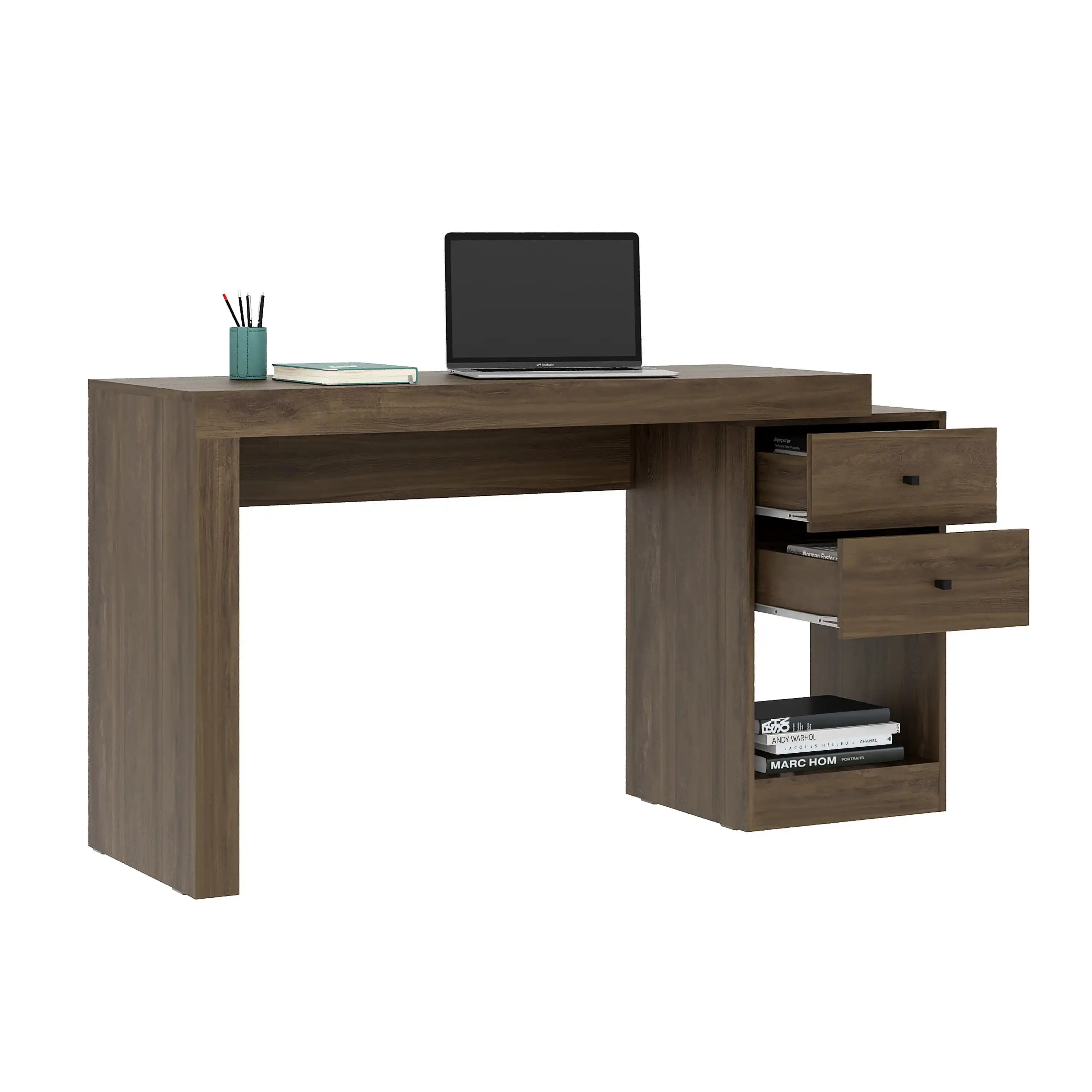 Techni Mobili Expandable Home Office Desk, Walnut - Best Buy Furniture