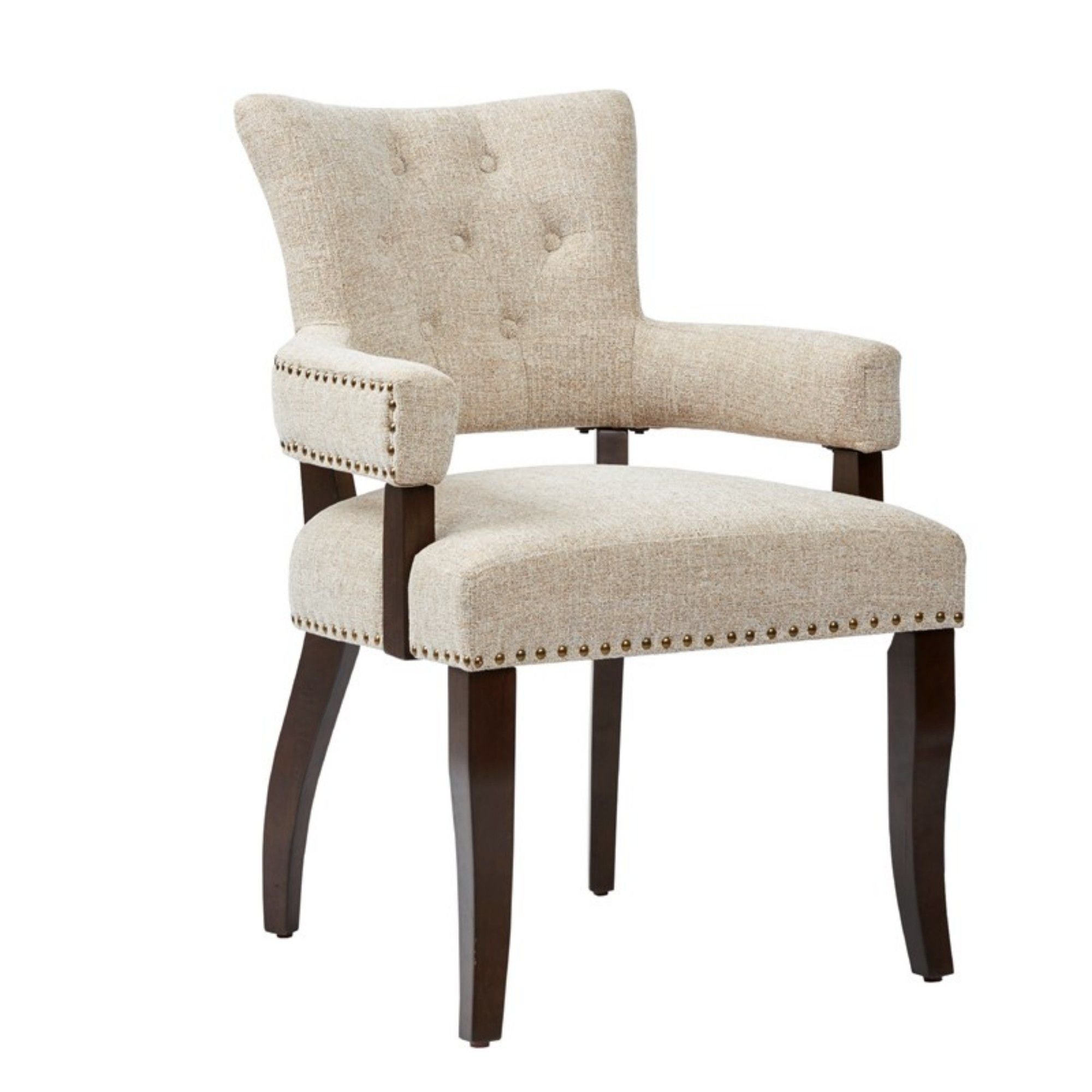 Brooklyn - Dining Arm Chair With Button Tufted Back (Set of 2) - Cream - Best Buy Furniture