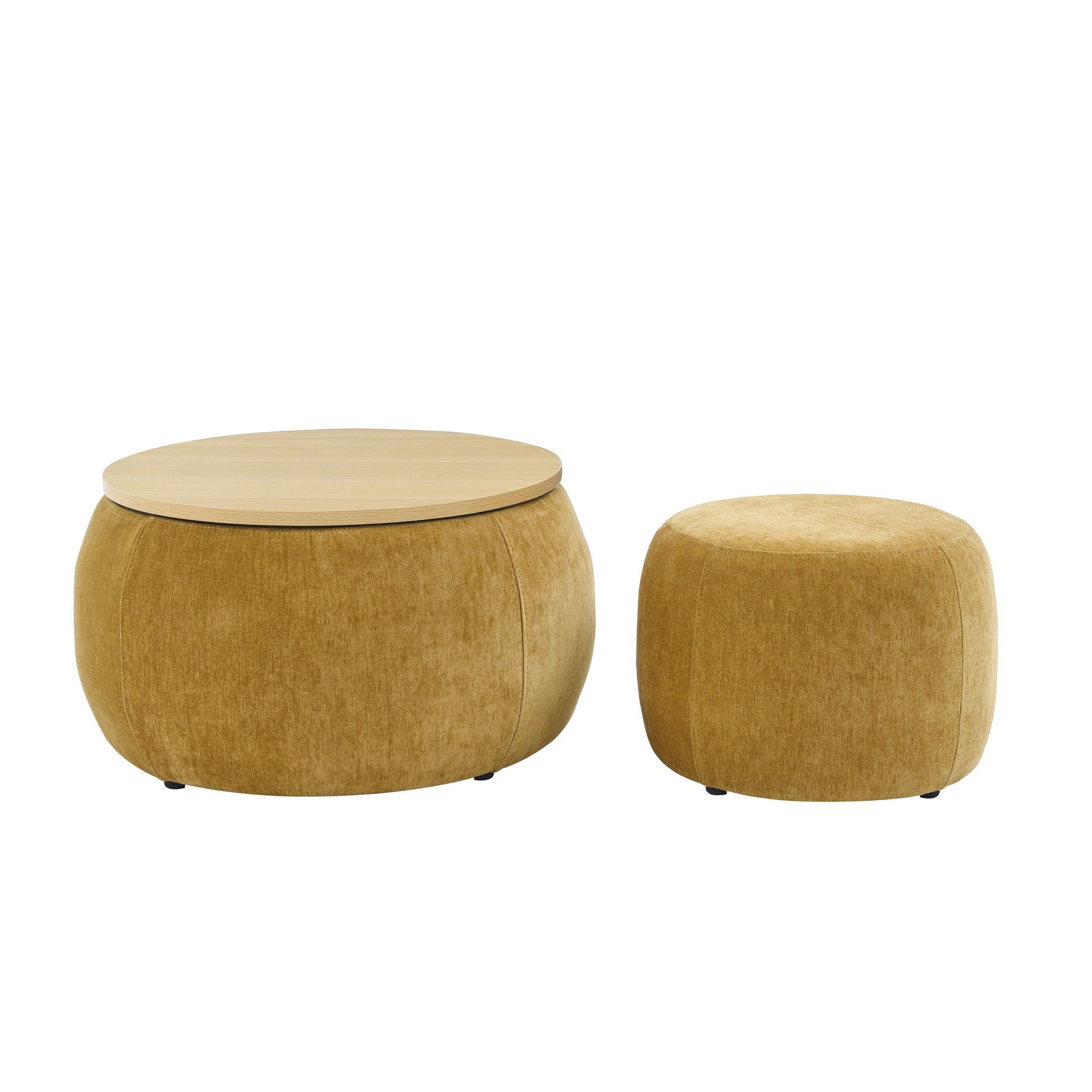 Round Storage Ottoman, 2 In 1 Function, End Table And Ottoman - Best Buy Furniture