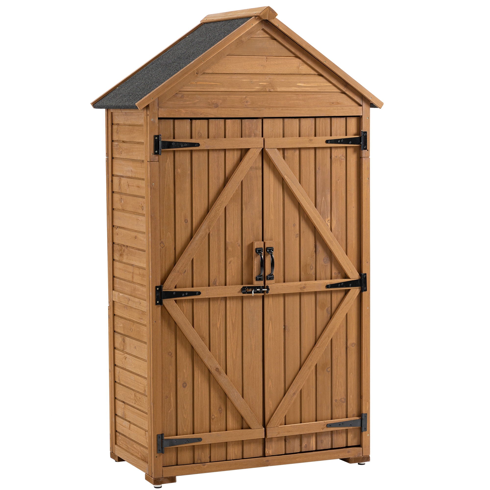 Outdoor Storage Cabinet, Garden Wood Tool Shed, Outside Wooden Shed Closet With Shelves And Latch For Yard - Best Buy Furniture