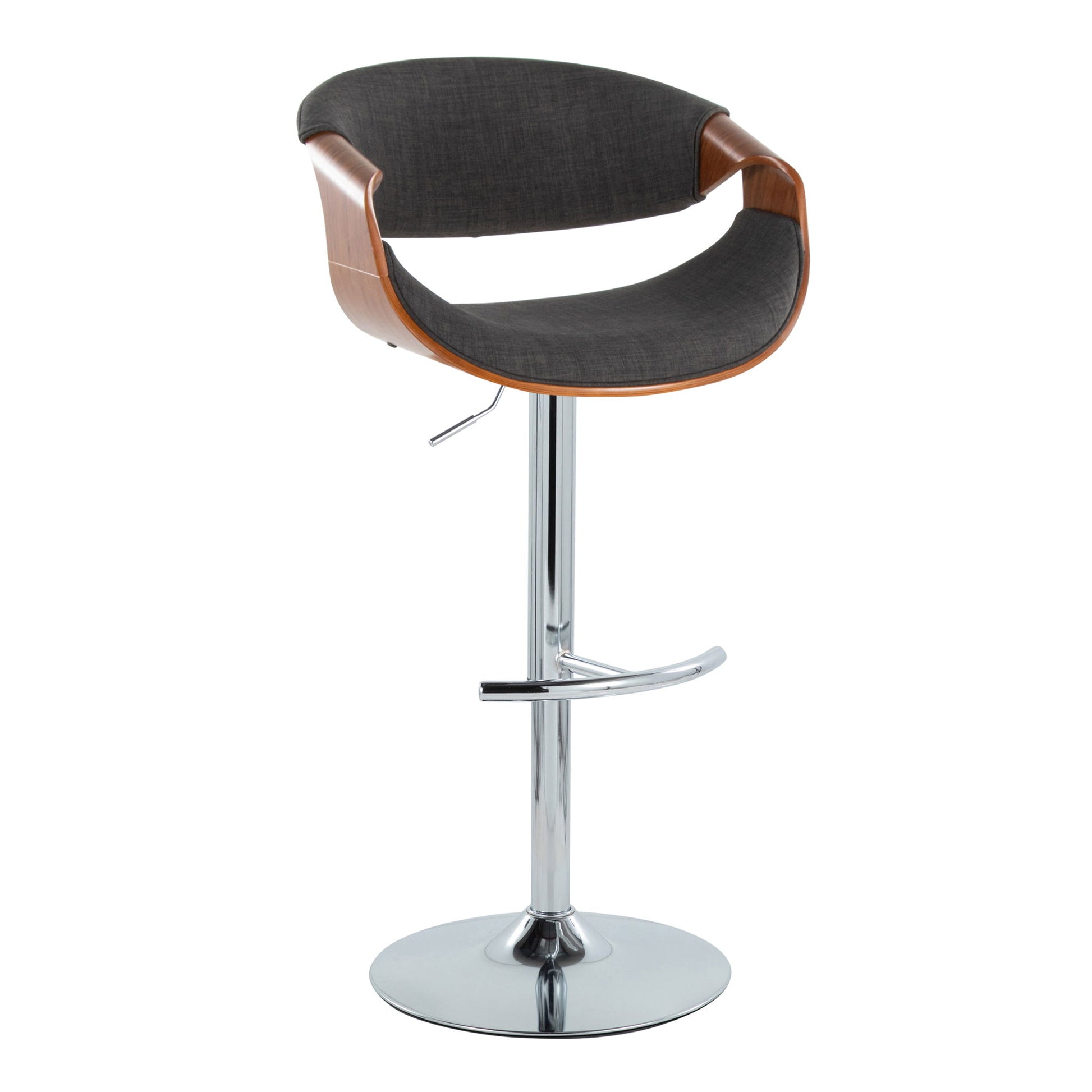 Curvo - Mid Century Modern Adjustable Barstool With Swivel With Rounded T Footrest (Set of 2) - Best Buy Furniture