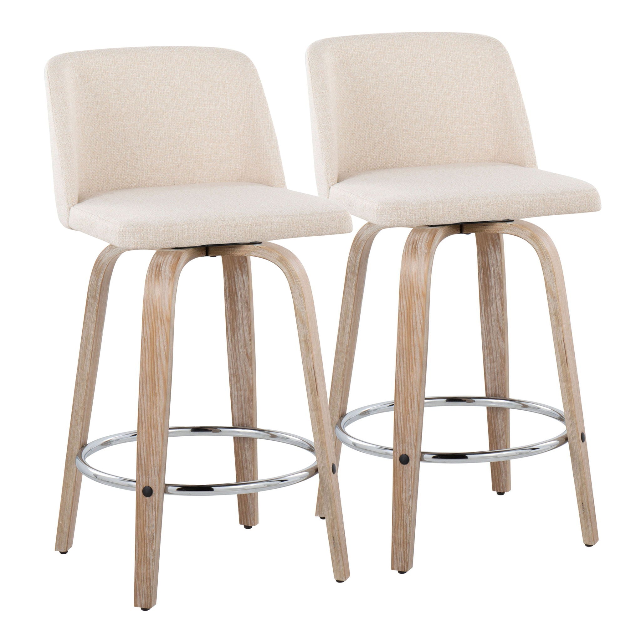 Toriano - Contemporary Fixed Height Counter Stool With Swivel & Round Footrest Modern Design (Set of 2) - Best Buy Furniture