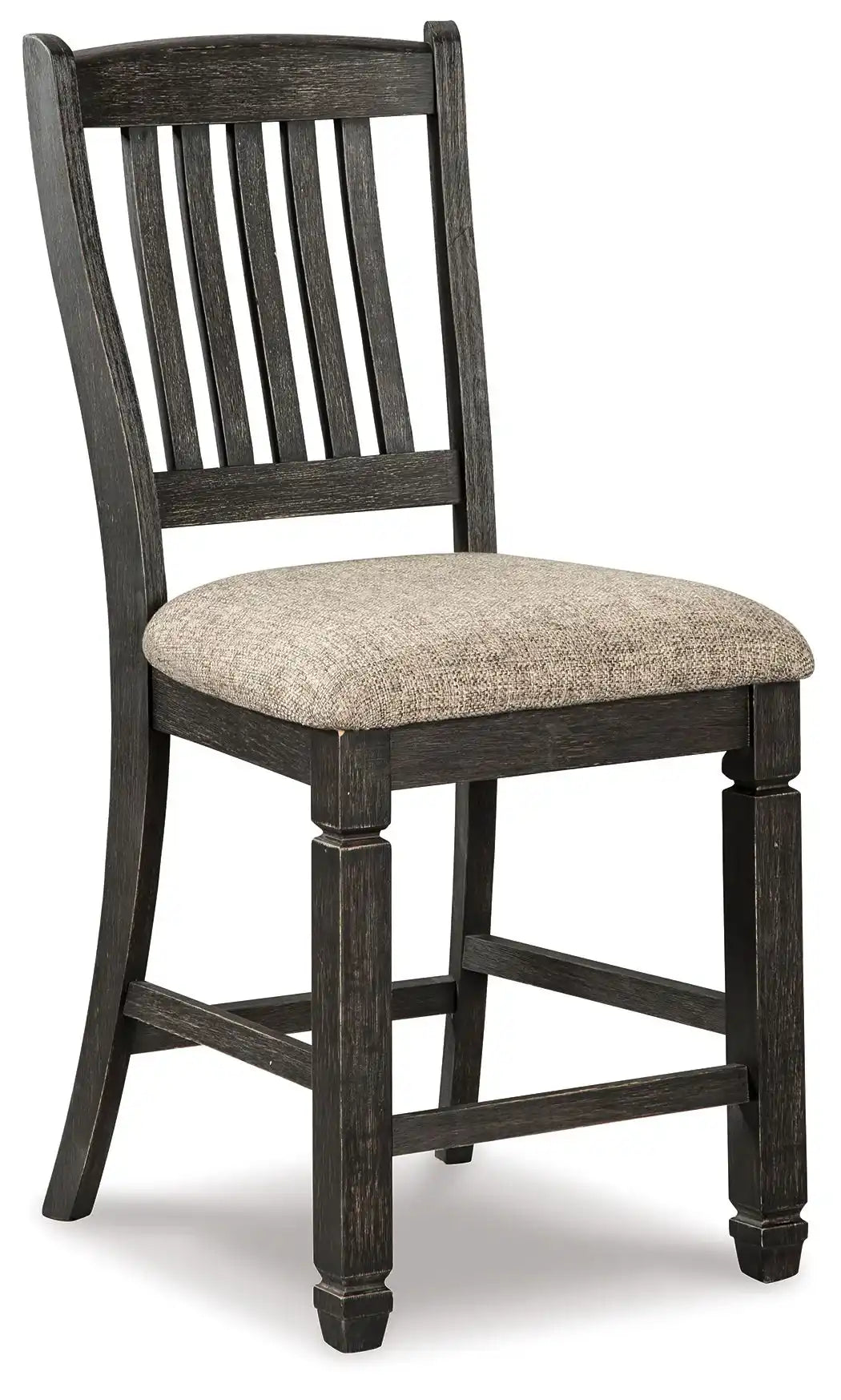 Tyler Creek - Upholstered Barstool (Set of 2) - Black / Grayish Brown - Best Buy Furniture